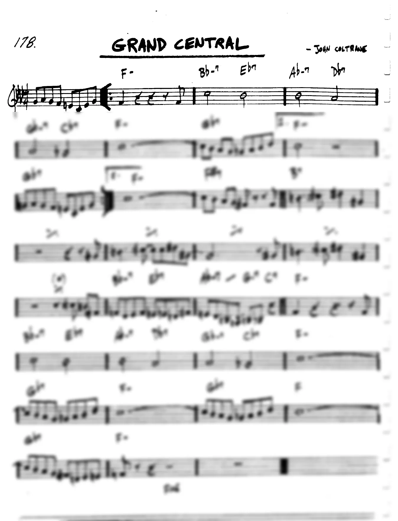Vista previa de la partitura de Grand Central para Lead sheet (clave de Do)