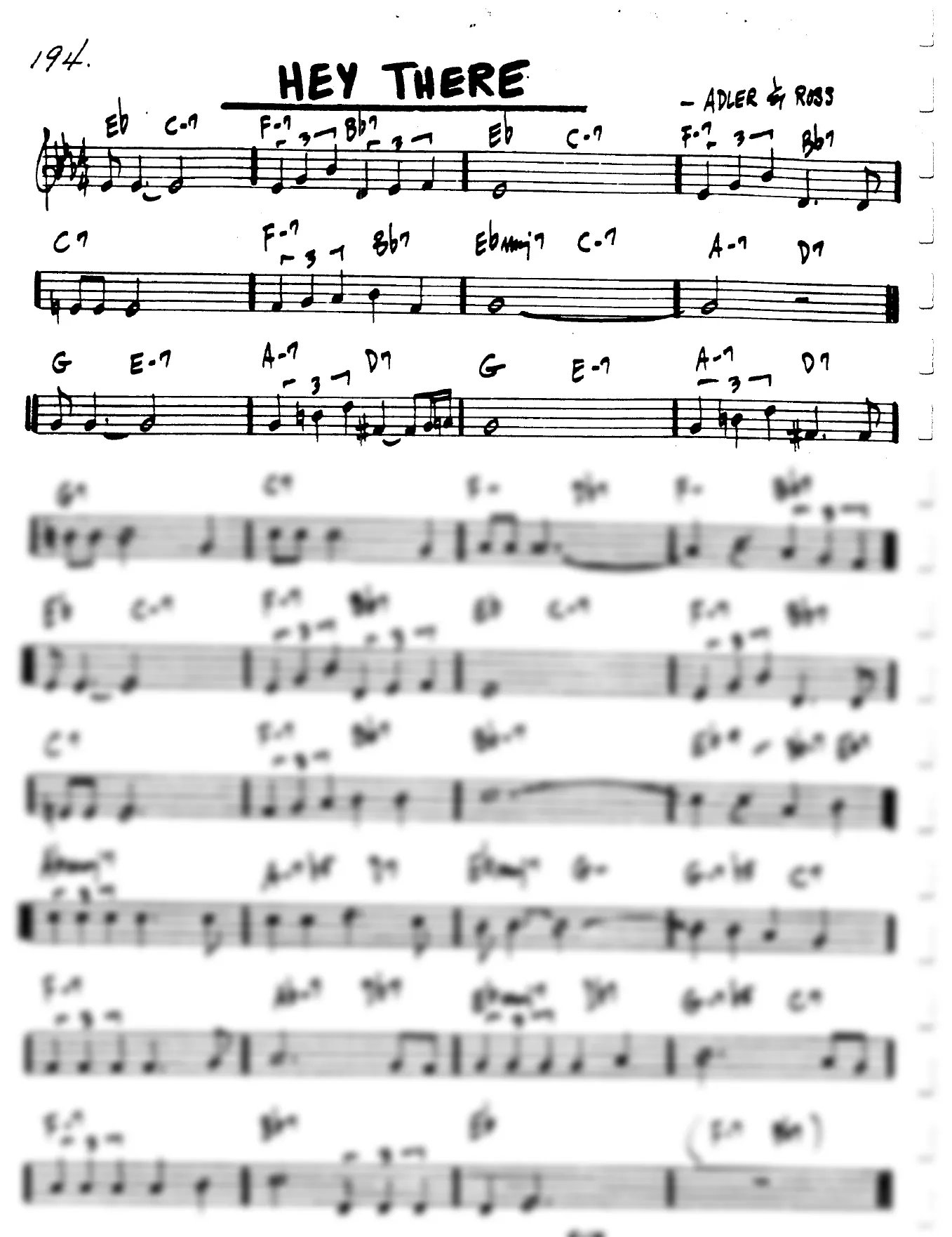 Vista previa de la partitura de Hey There para Lead sheet (clave de Do)