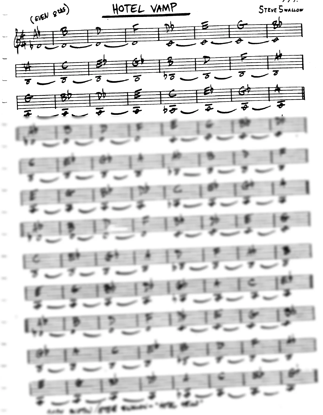 Vista previa de la partitura de Hotel Vamp para Lead sheet (clave de Do)
