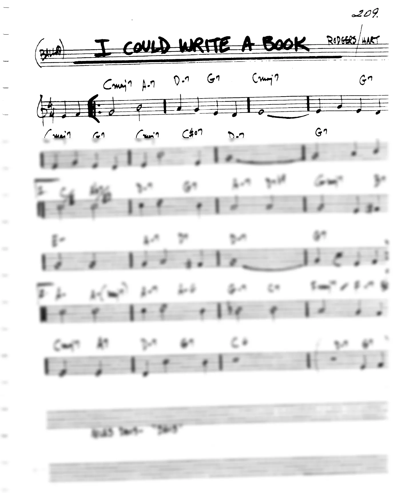 Vista previa de la partitura de I Could Write A Book para Lead sheet (clave de Do)