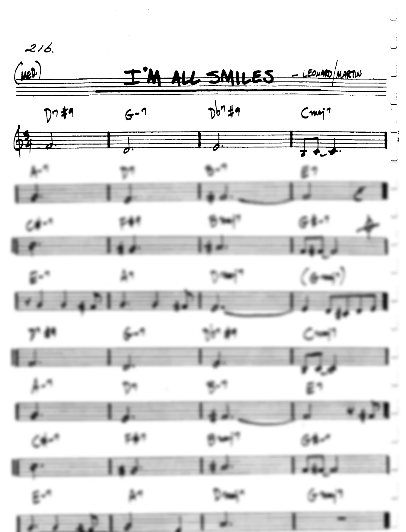 Vista previa de la partitura de I'm All Smiles para Lead sheet (clave de Do)