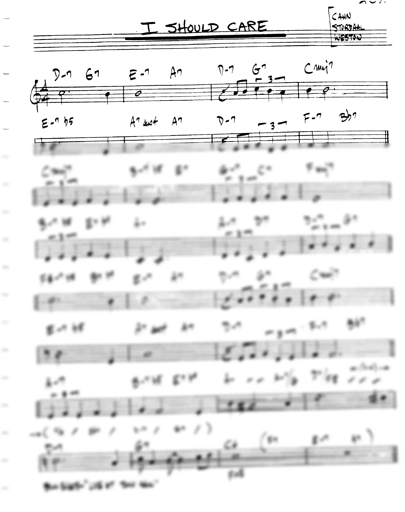 Vista previa de la partitura de I Should Care para Lead sheet (clave de Do)