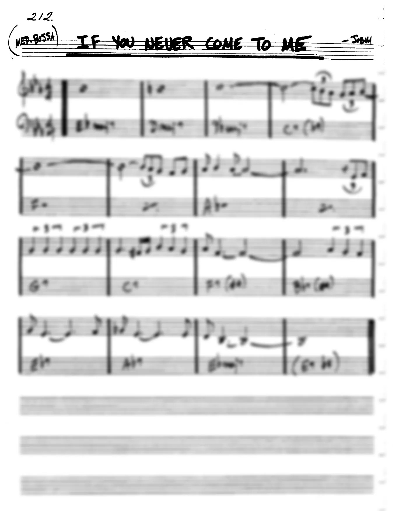 Vista previa de la partitura de If You Never Come To Me para Lead sheet (clave de Do)