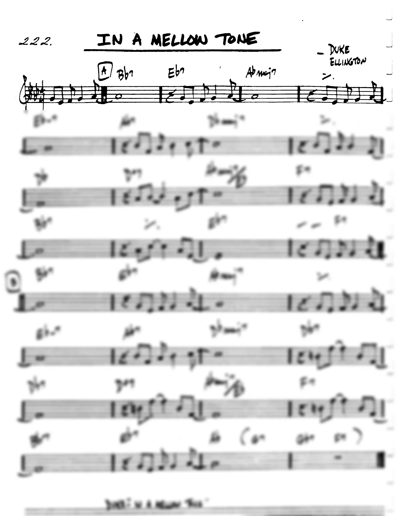 Vista previa de la partitura de In A Mellow Tone para Lead sheet (clave de Do)
