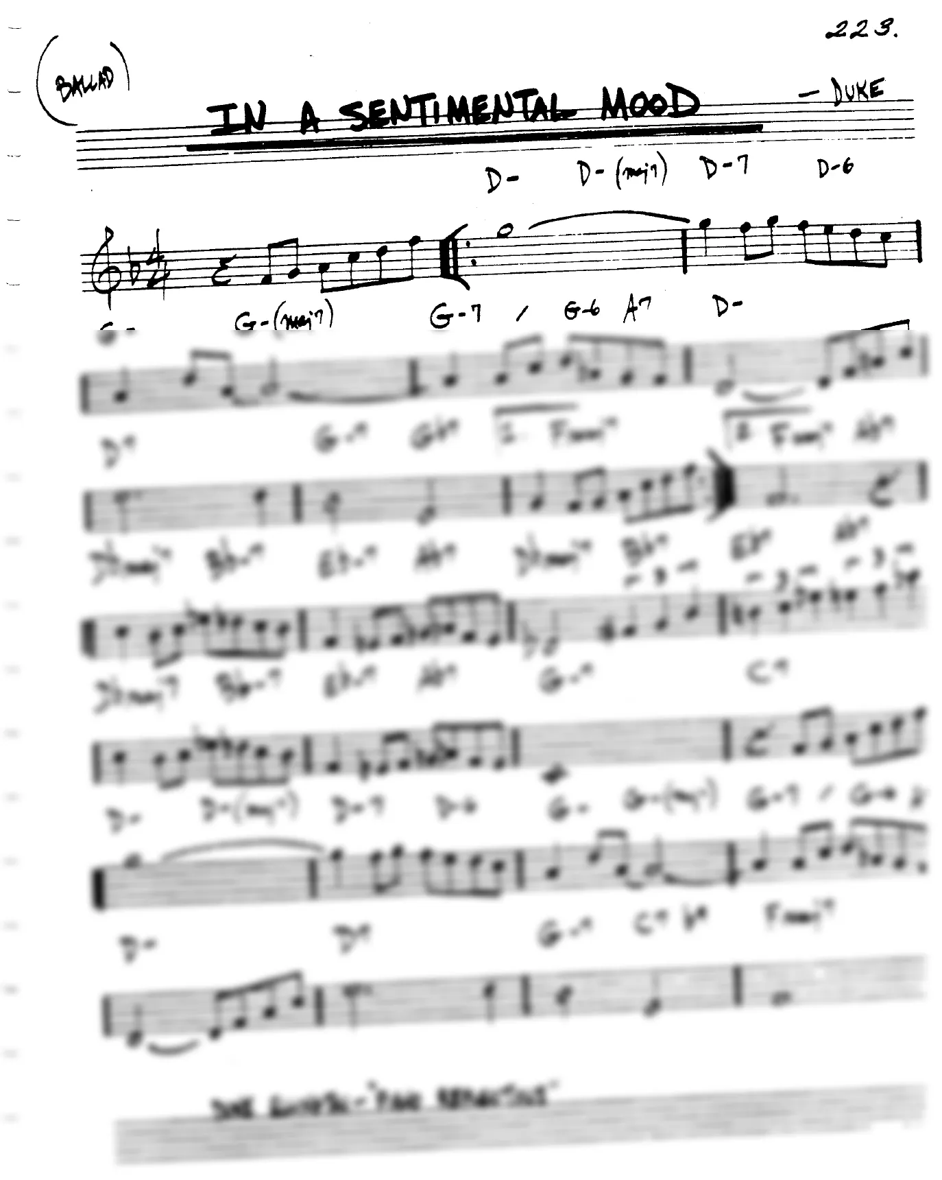 Vista previa de la partitura de In A Sentimental Mood para Lead sheet (clave de Do)