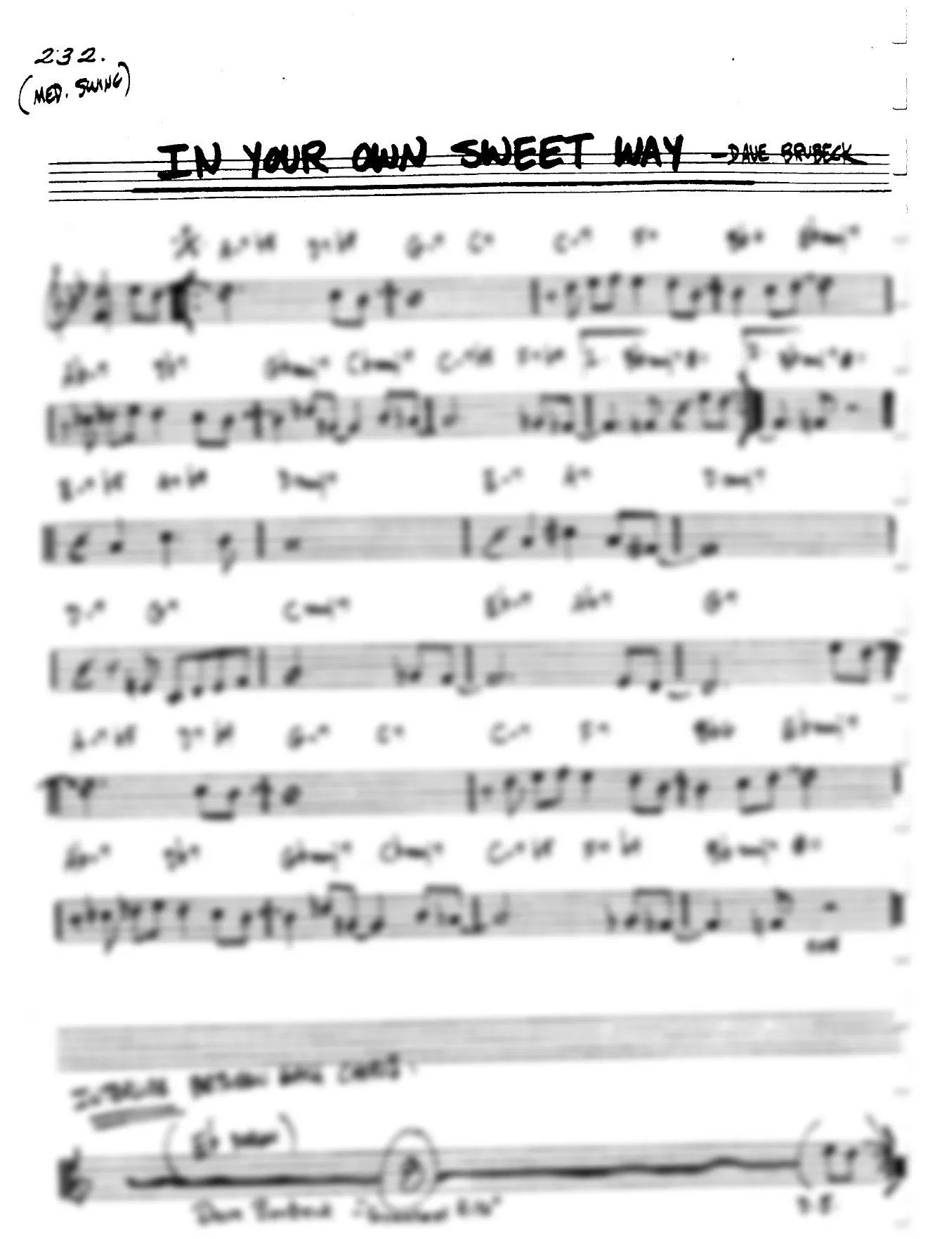 Vista previa de la partitura de In Your Own Sweet Way para Lead sheet (clave de Do)