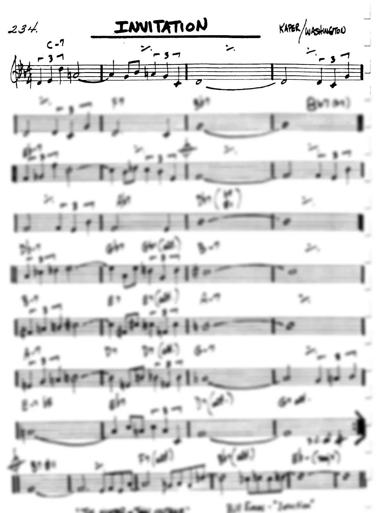 Vista previa de la partitura de Invitation para Lead sheet (clave de Do)