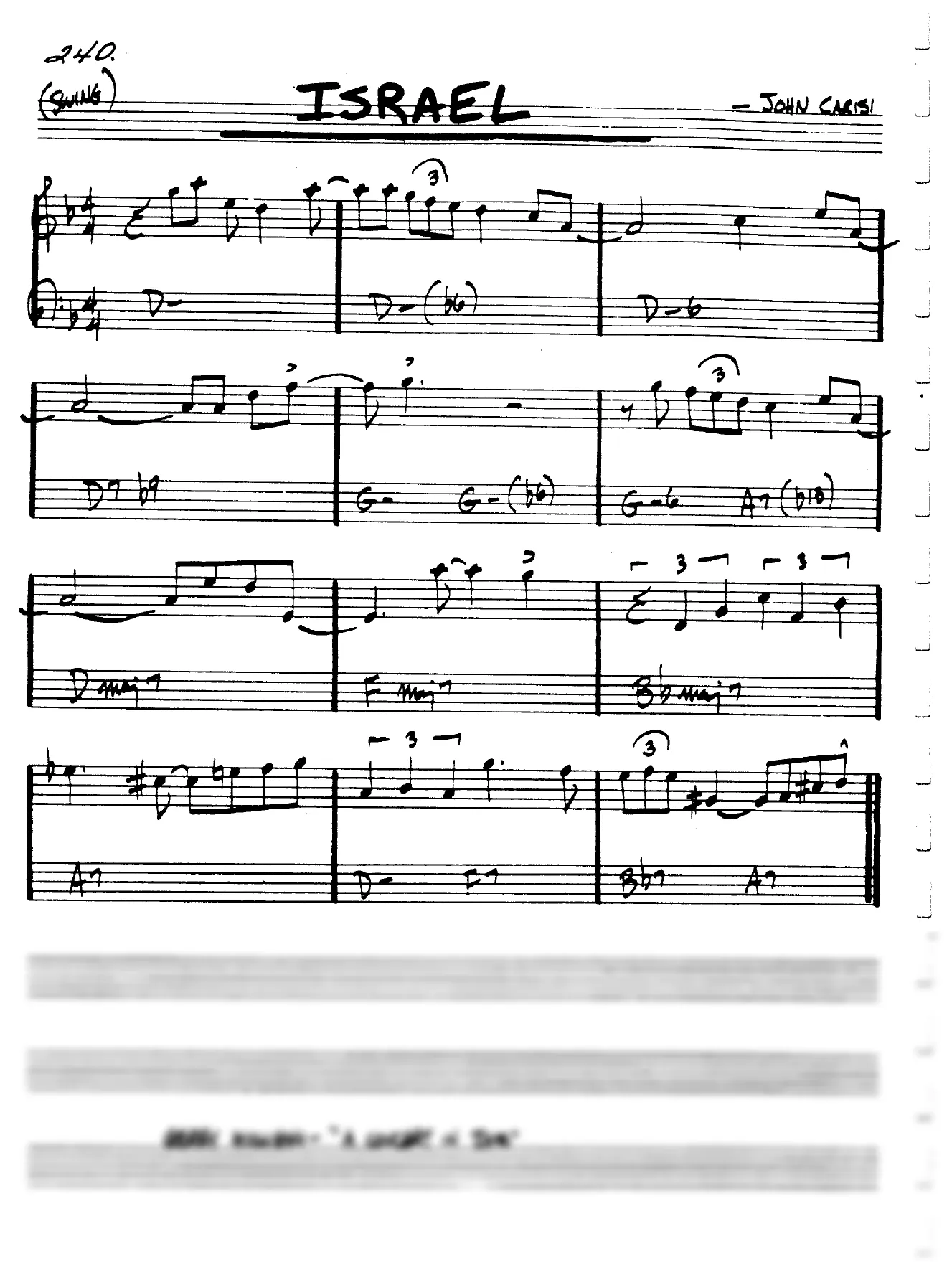 Vista previa de la partitura de Israel para Lead sheet (clave de Do)