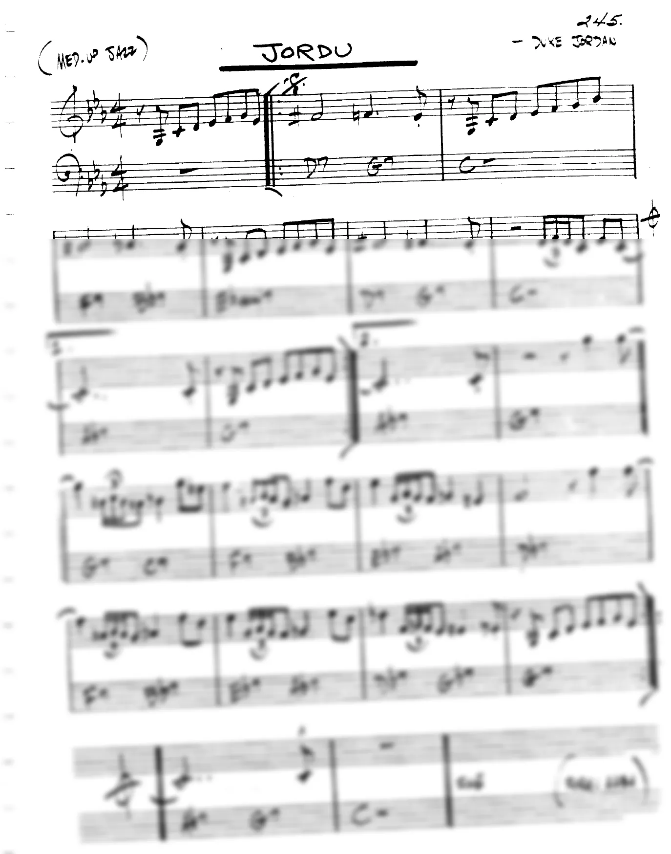 Vista previa de la partitura de Jordu para Lead sheet (clave de Do)