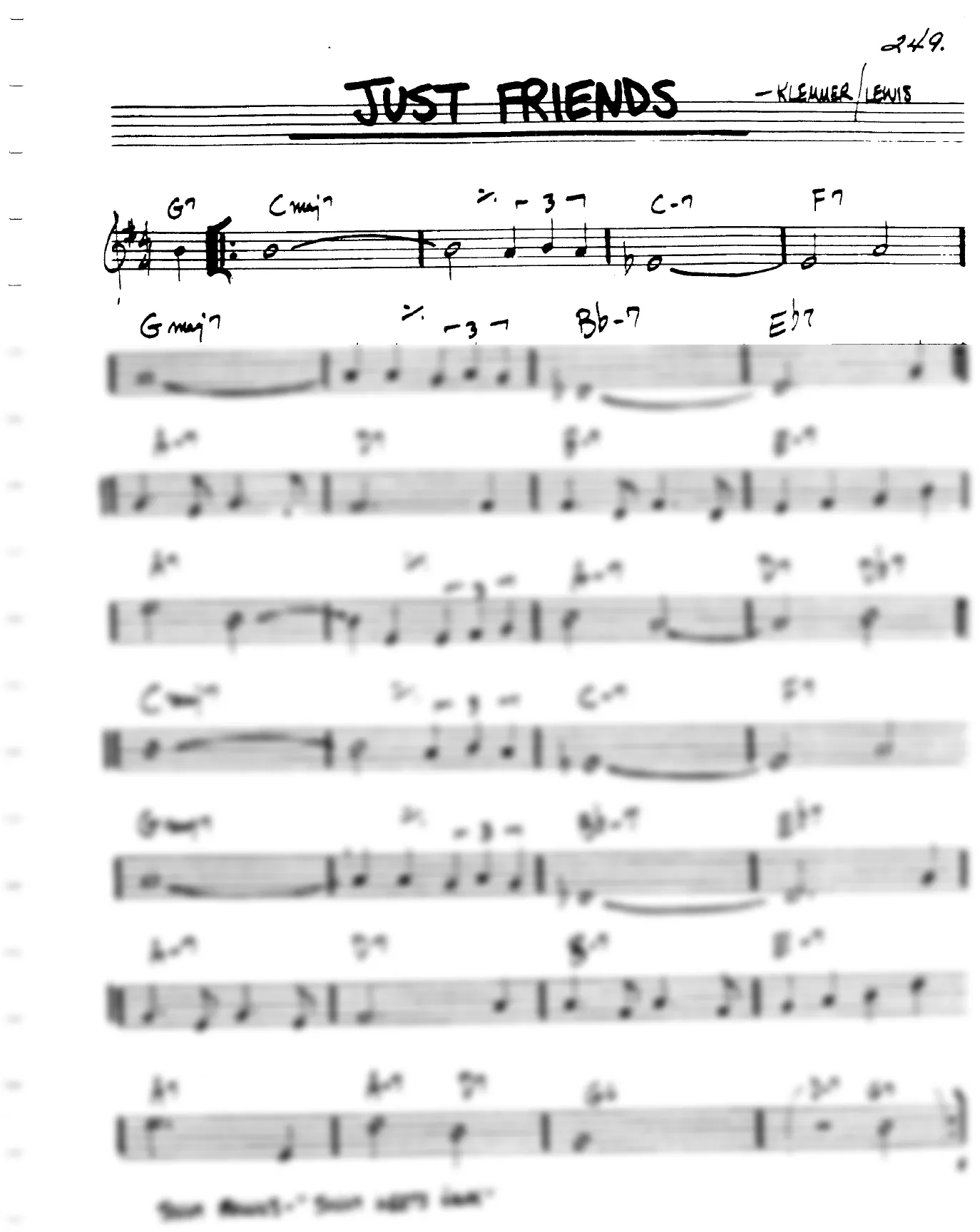 Vista previa de la partitura de Just Friends para Lead sheet (clave de Do)
