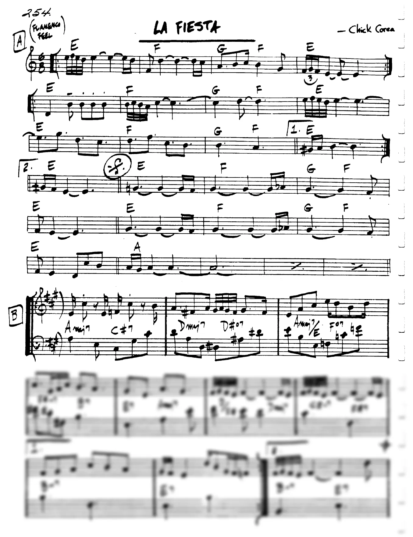 Vista previa de la partitura de La Fiesta para Lead sheet (clave de Do)