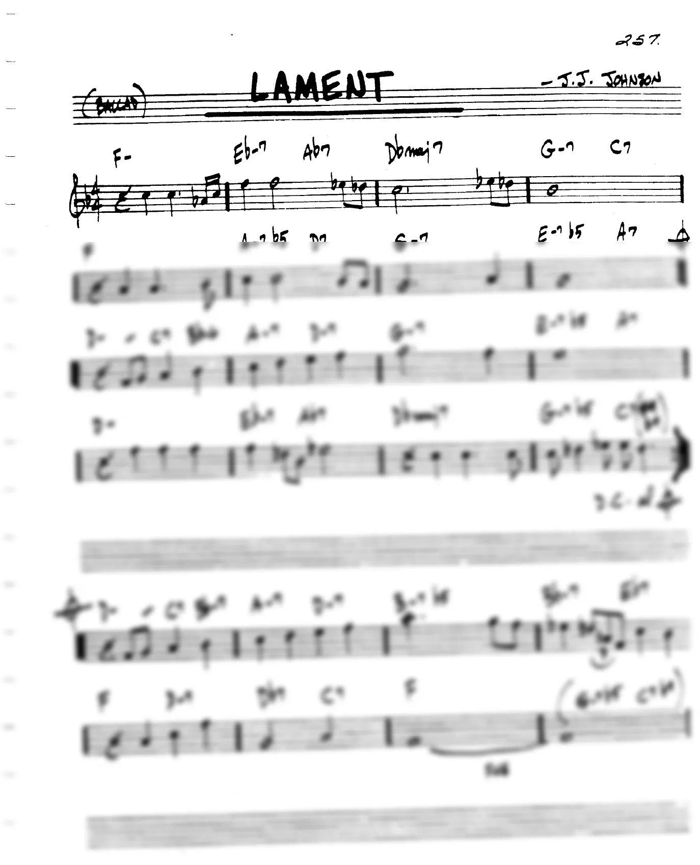 Vista previa de la partitura de Lament para Lead sheet (clave de Do)