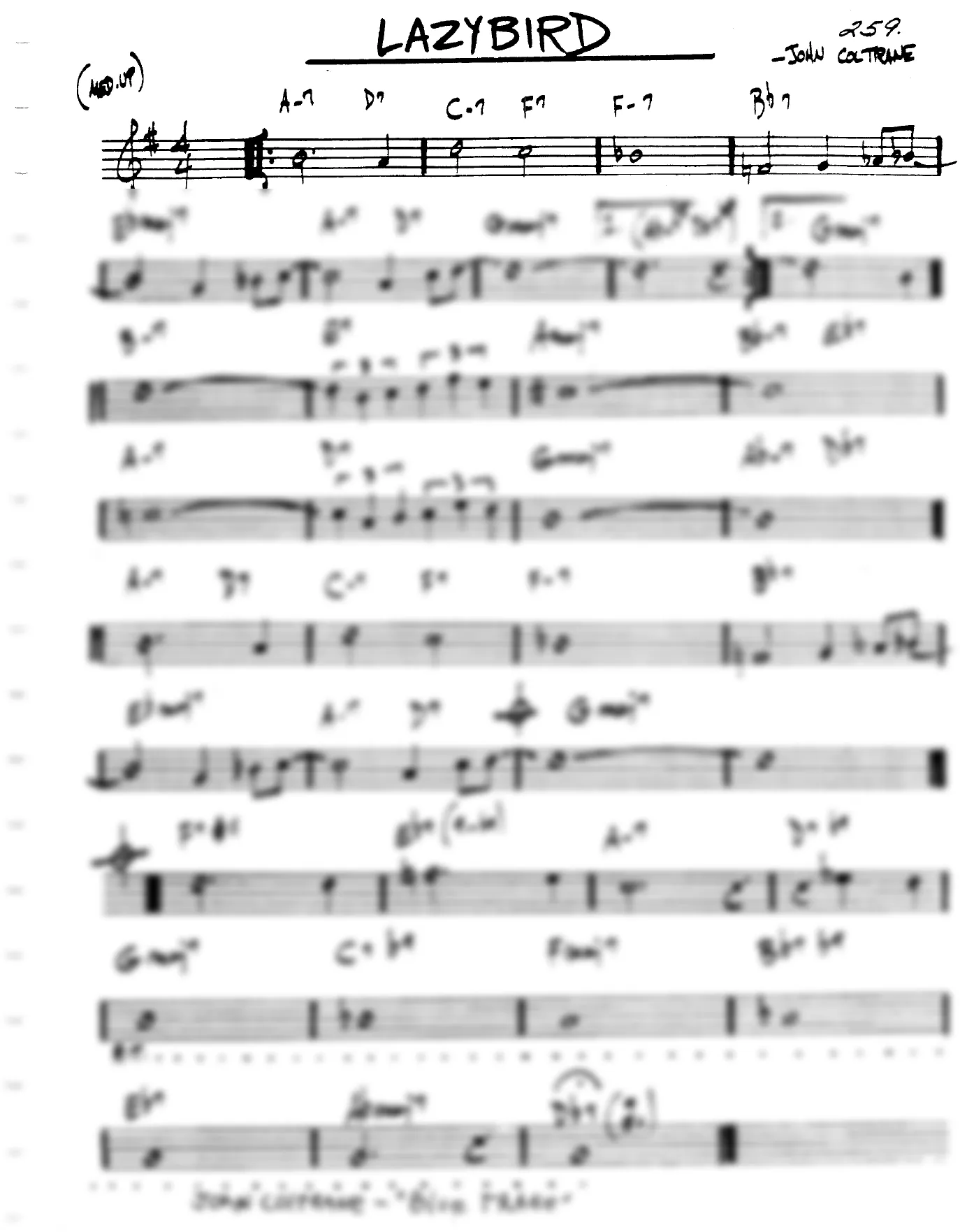 Vista previa de la partitura de Lazy Bird para Lead sheet (clave de Do)