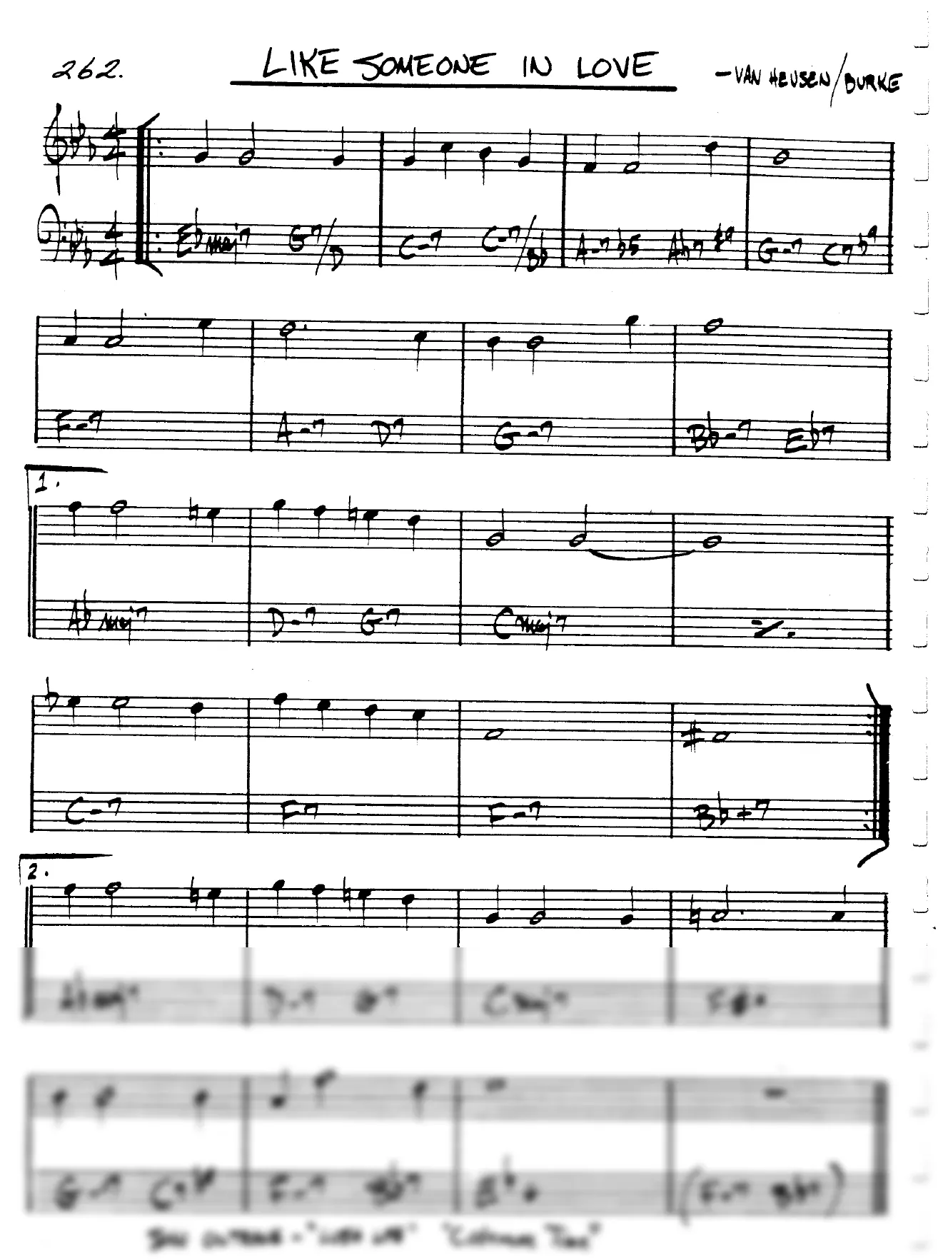 Vista previa de la partitura de Like Someone In Love para Lead sheet (clave de Do)