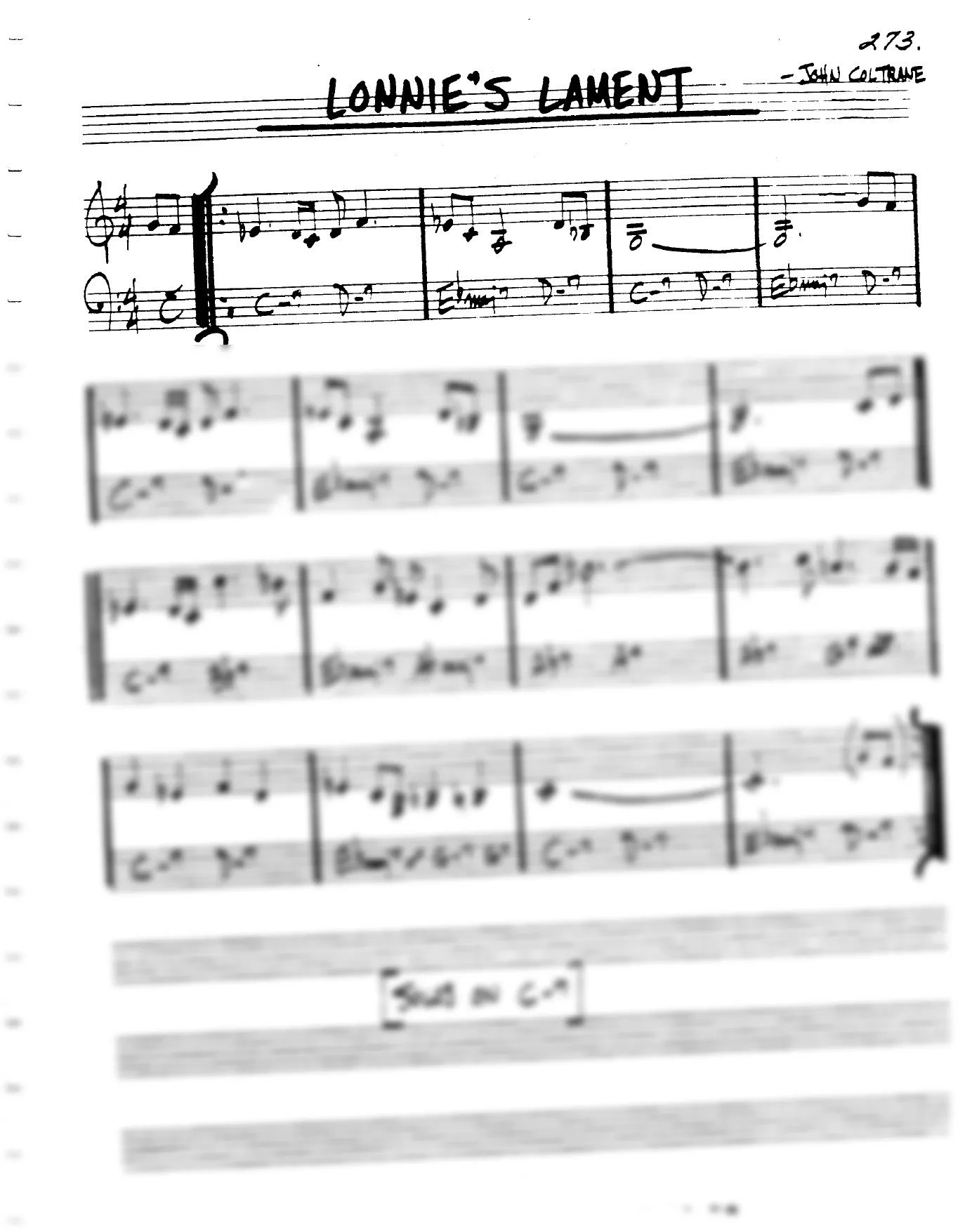 Vista previa de la partitura de Lonnie's Lament para Lead sheet (clave de Do)