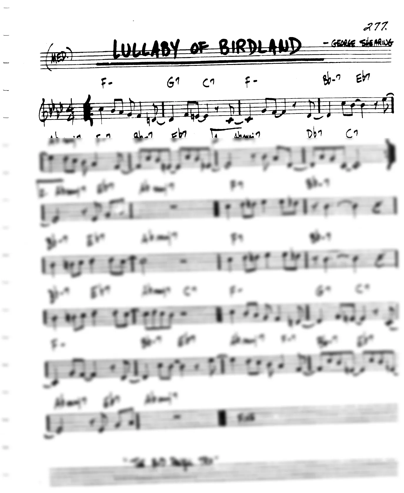 Vista previa de la partitura de Lullaby Of Birdland para Lead sheet (clave de Do)