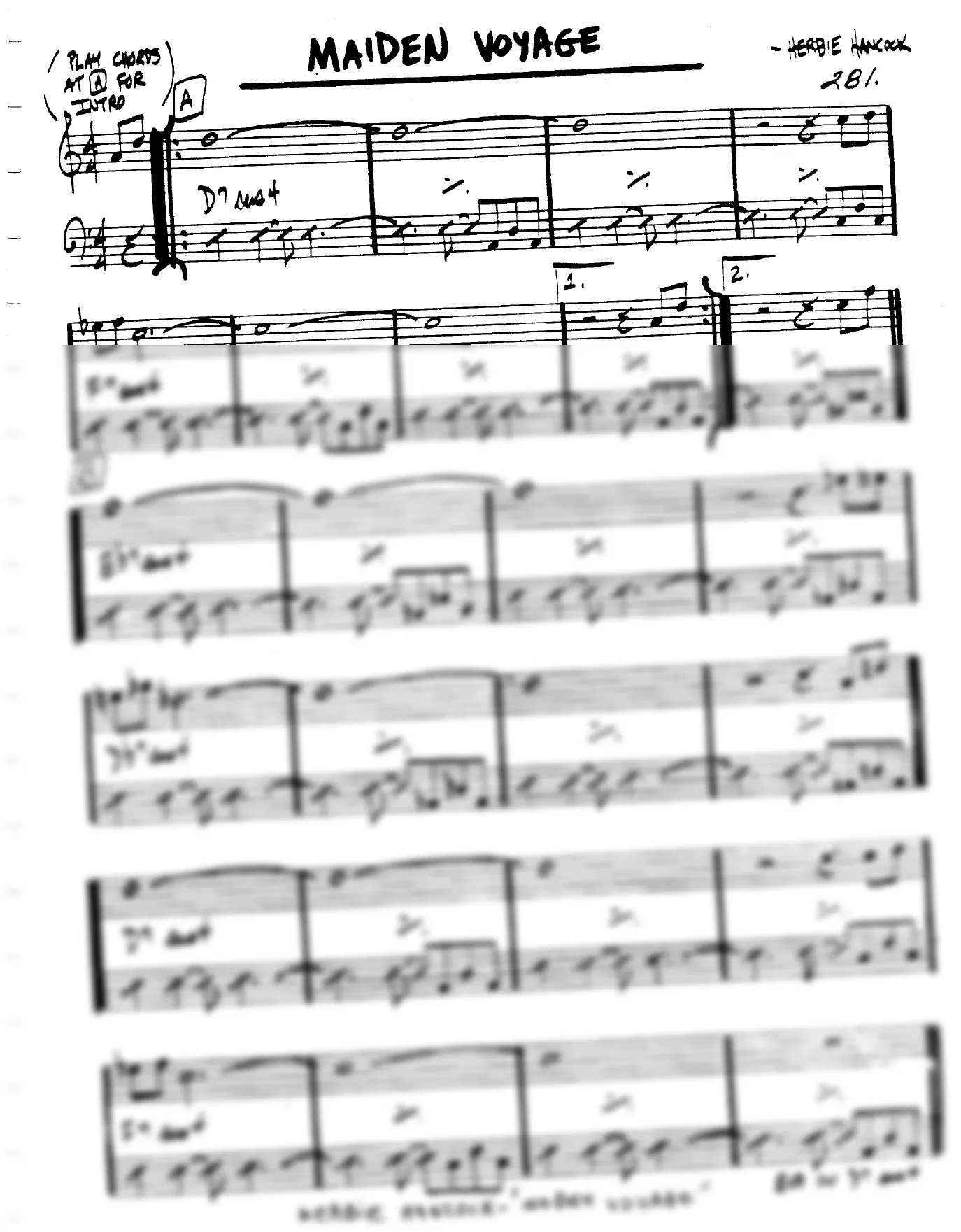 Vista previa de la partitura de Maiden Voyage para Lead sheet (clave de Do)