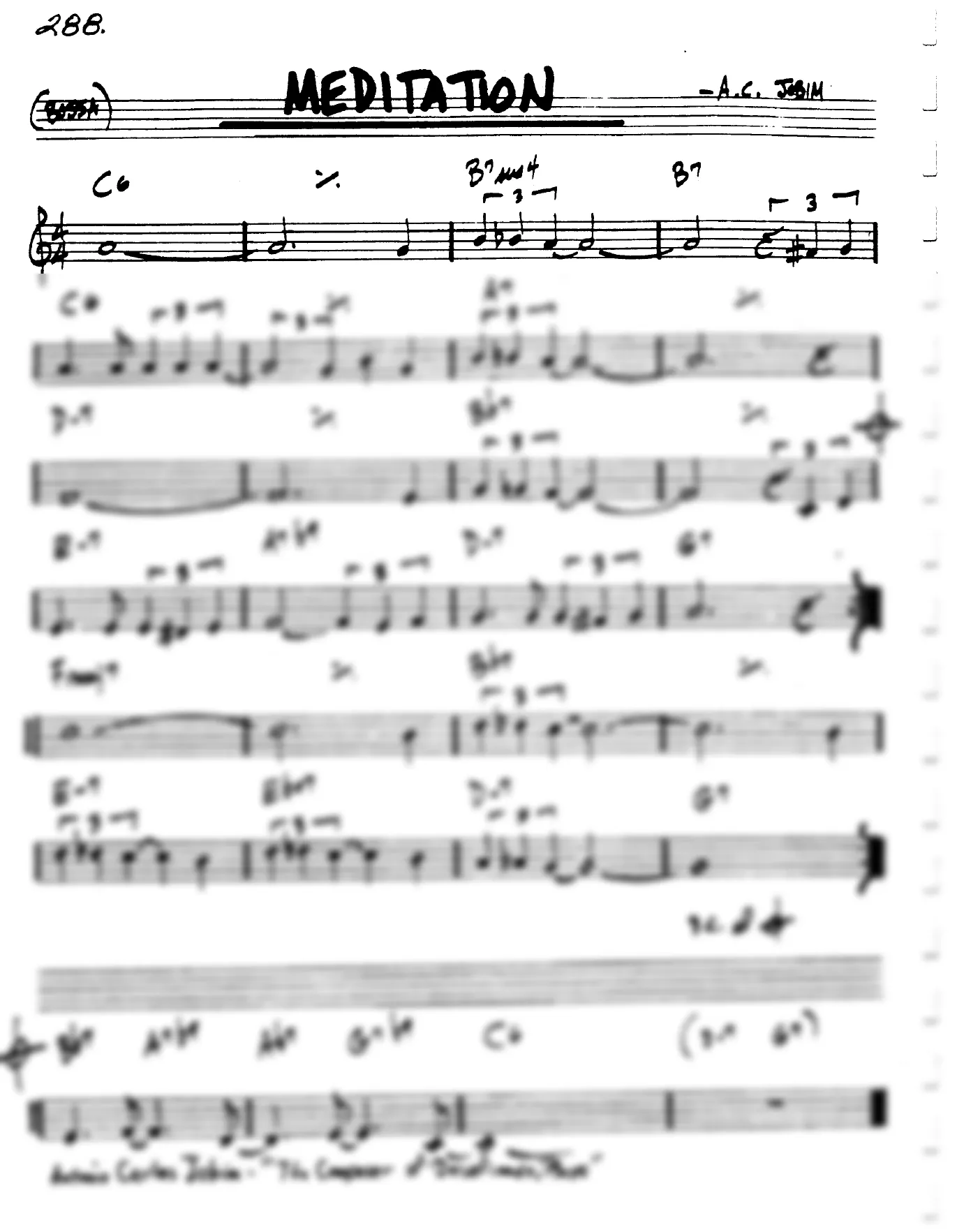 Vista previa de la partitura de Meditation para Lead sheet (clave de Do)