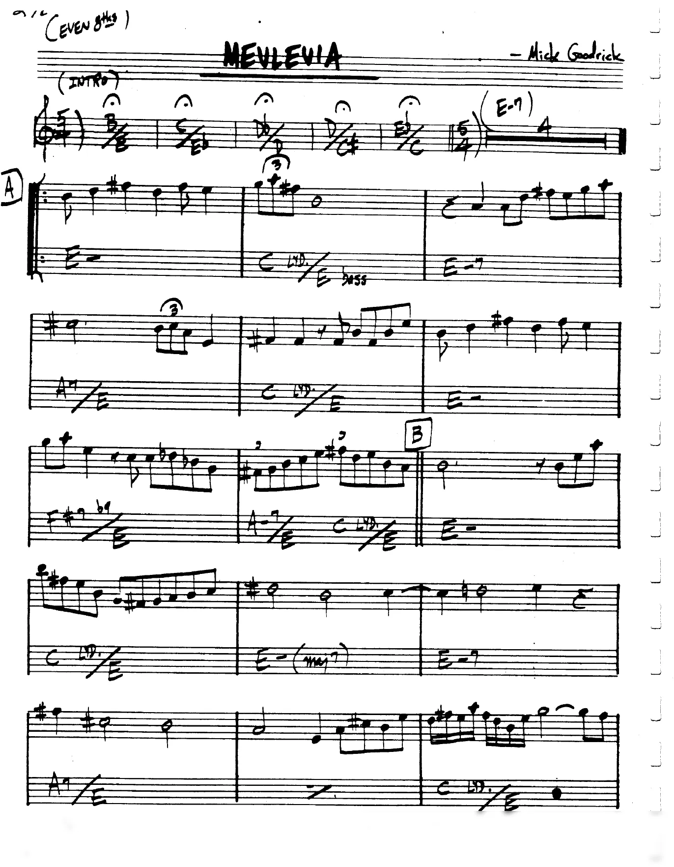 Vista previa de la partitura de Mevlevia para Lead sheet (clave de Do)