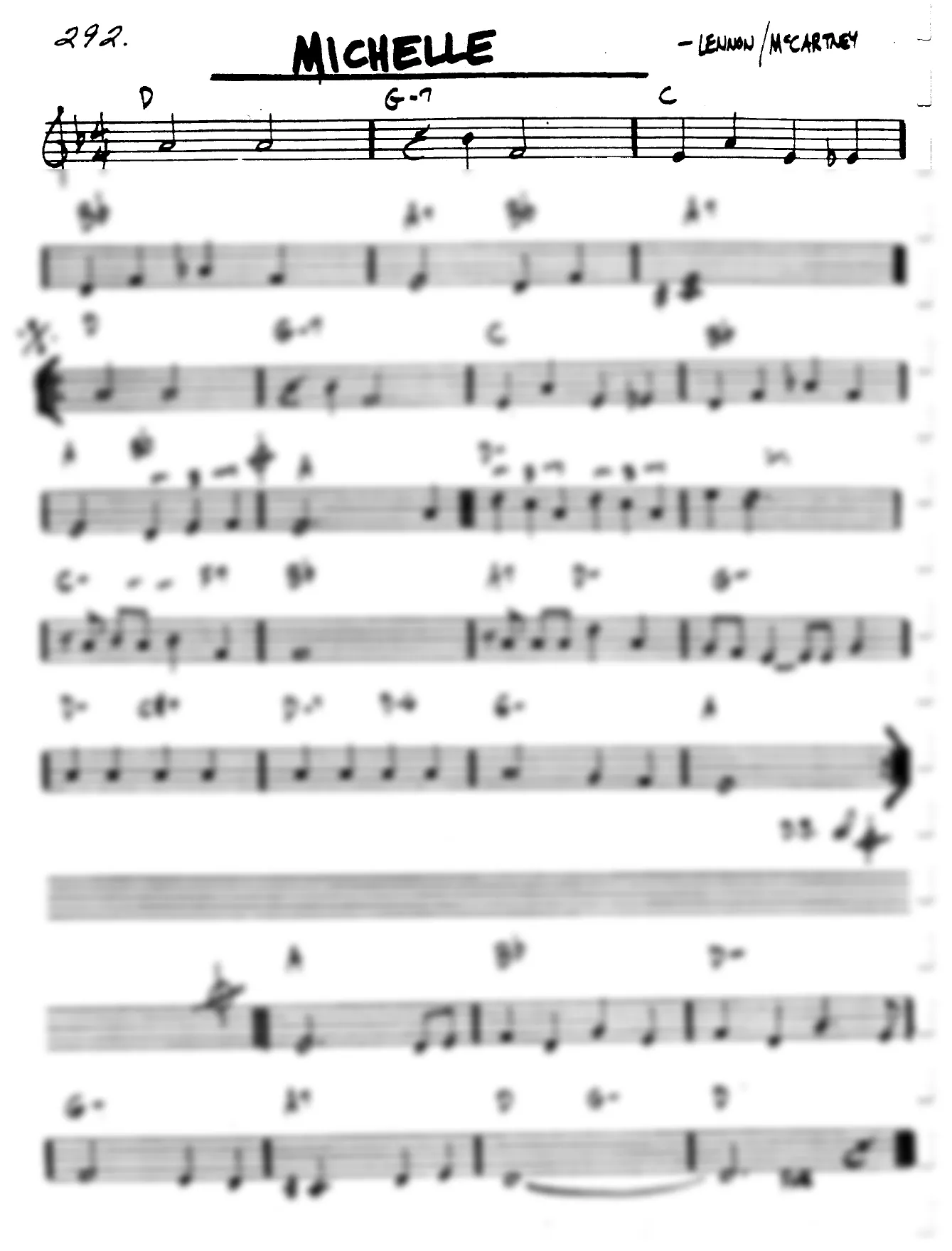Vista previa de la partitura de Michelle para Lead sheet (clave de Do)