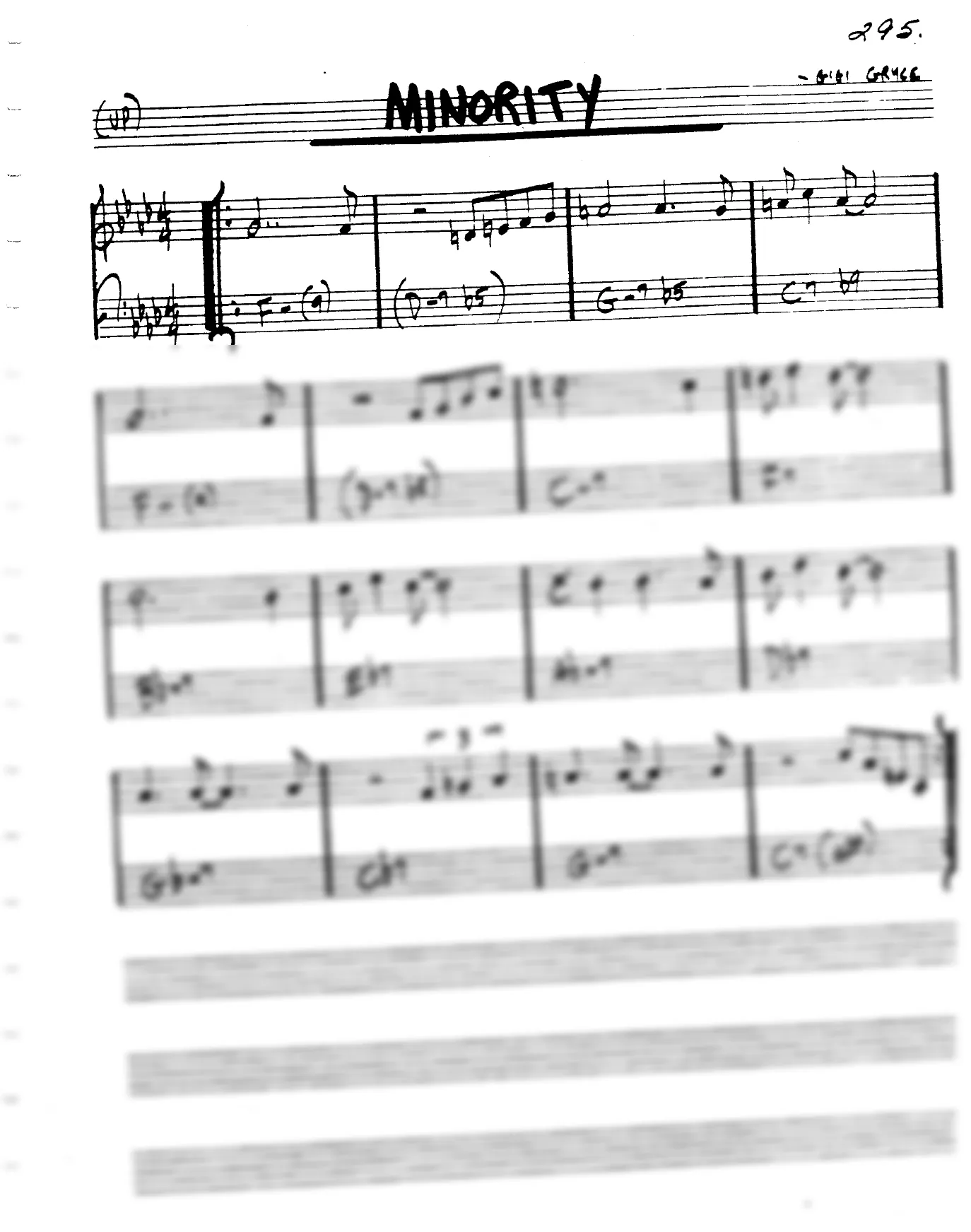 Vista previa de la partitura de Minority para Lead sheet (clave de Do)