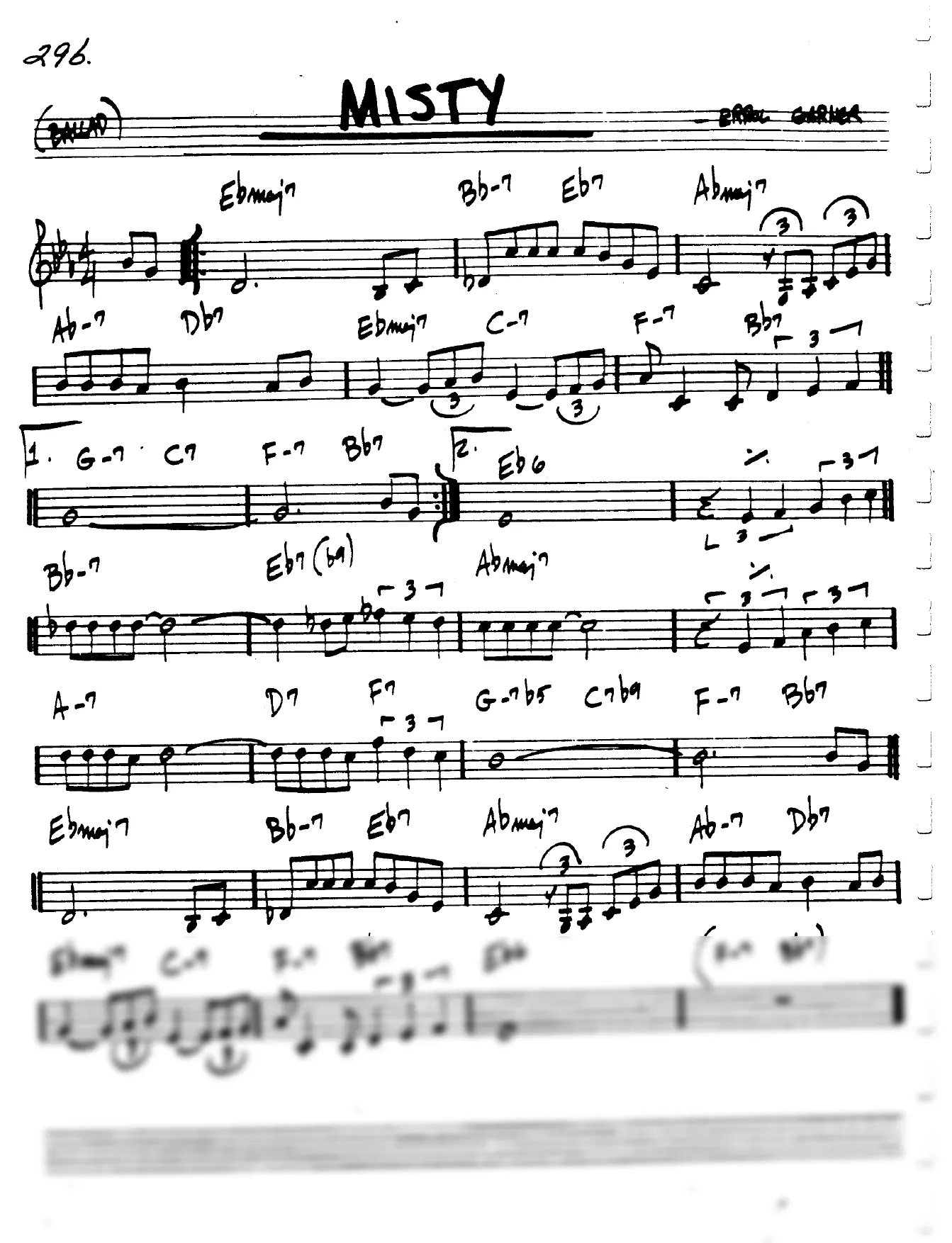 Vista previa de la partitura de Misty para Lead sheet (clave de Do)