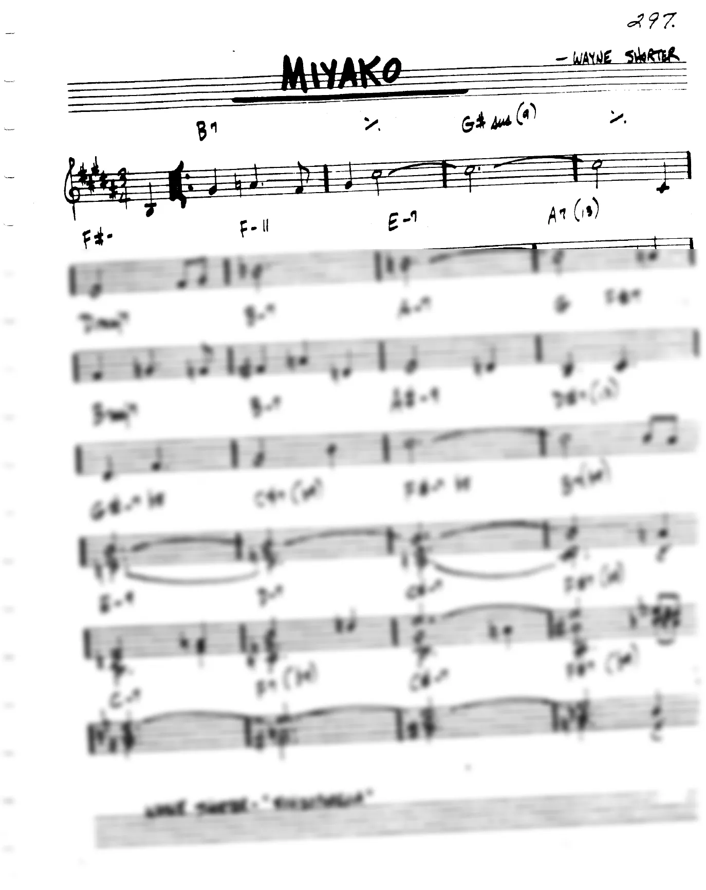Vista previa de la partitura de Miyako para Lead sheet (clave de Do)