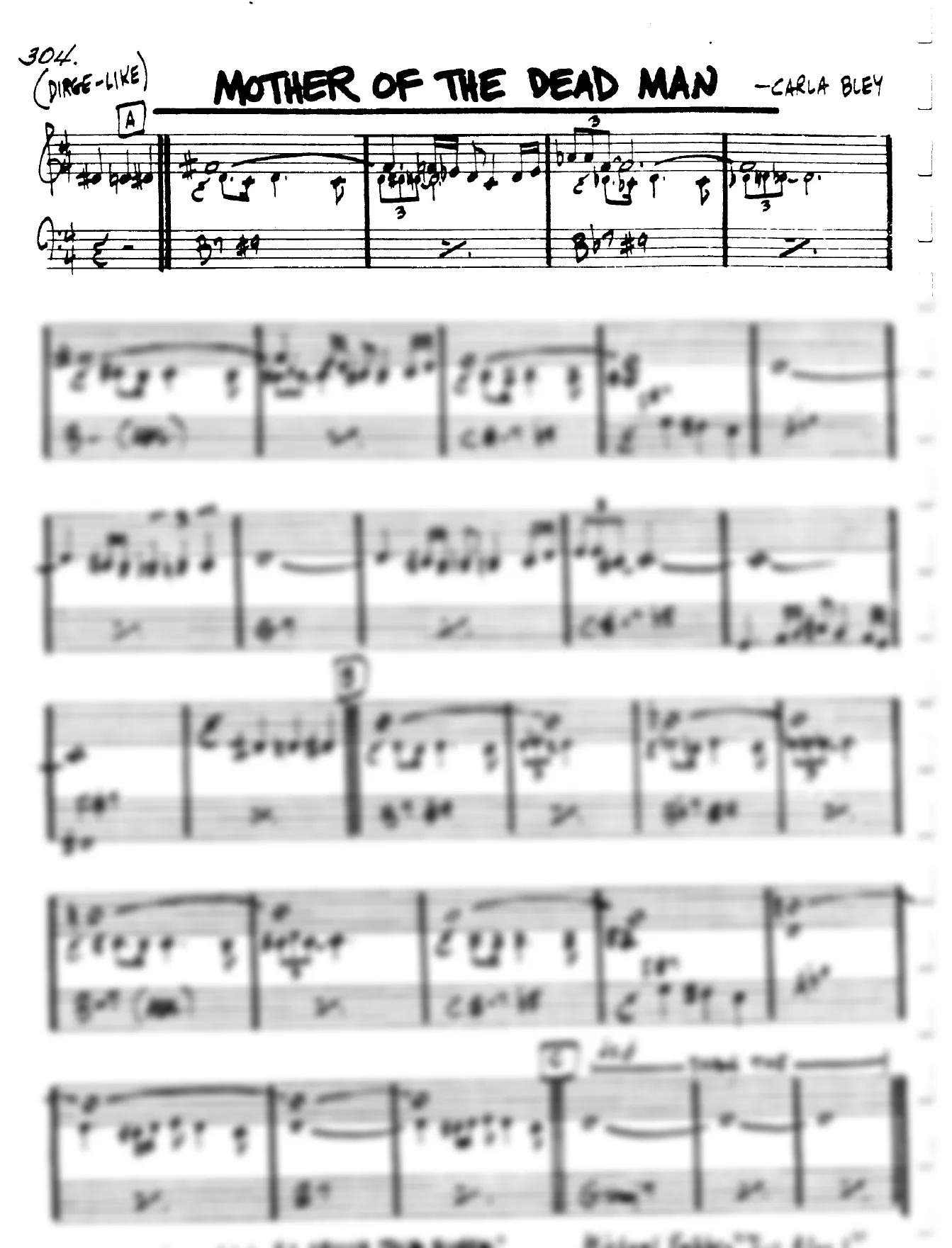 Vista previa de la partitura de Mother Of The Dead Man para Lead sheet (clave de Do)