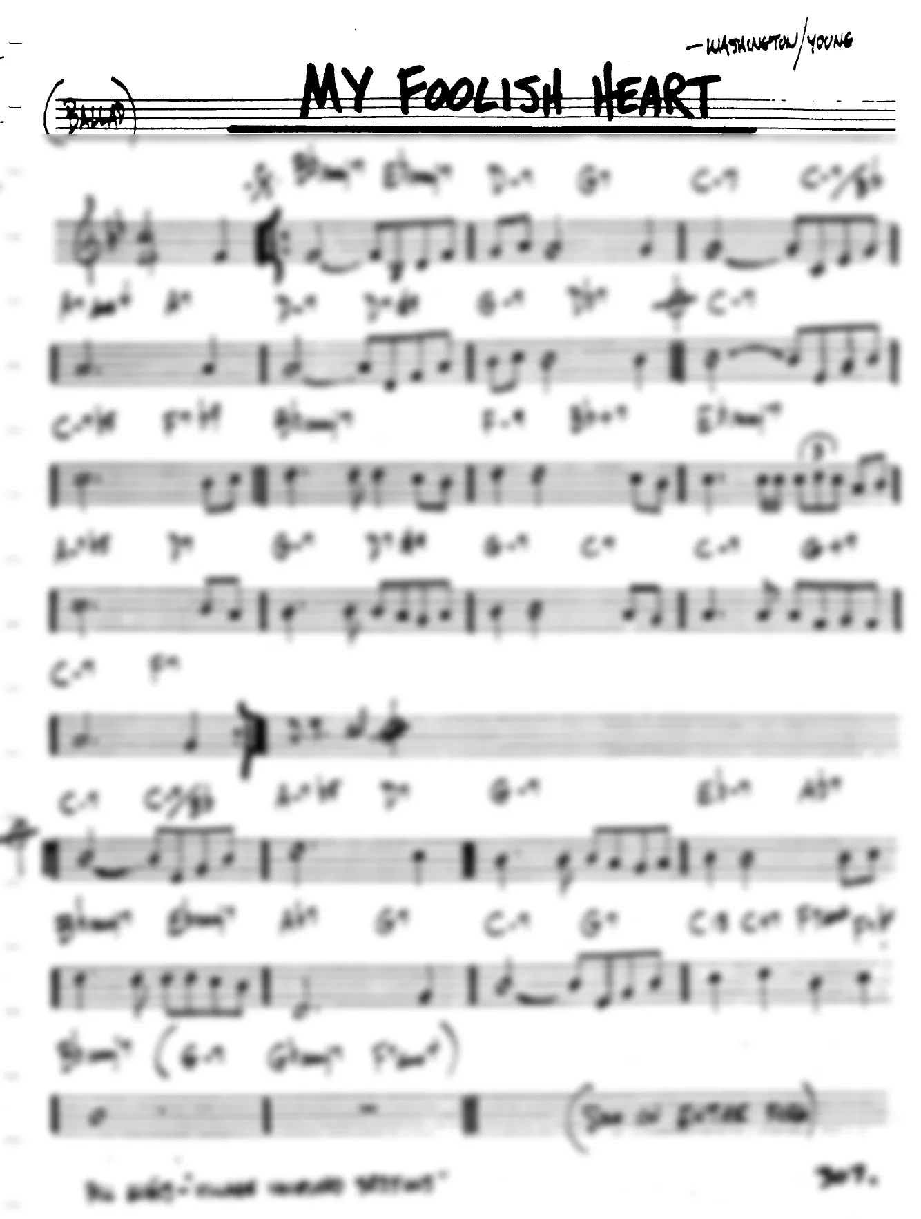 Vista previa de la partitura de My Foolish Heart para Lead sheet (clave de Do)