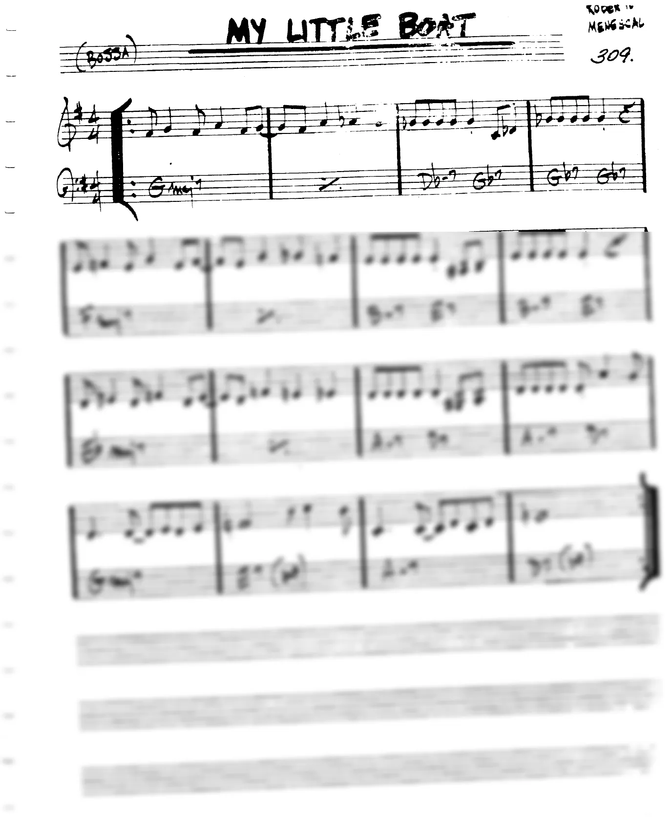 Vista previa de la partitura de My Little Boat para Lead sheet (clave de Do)
