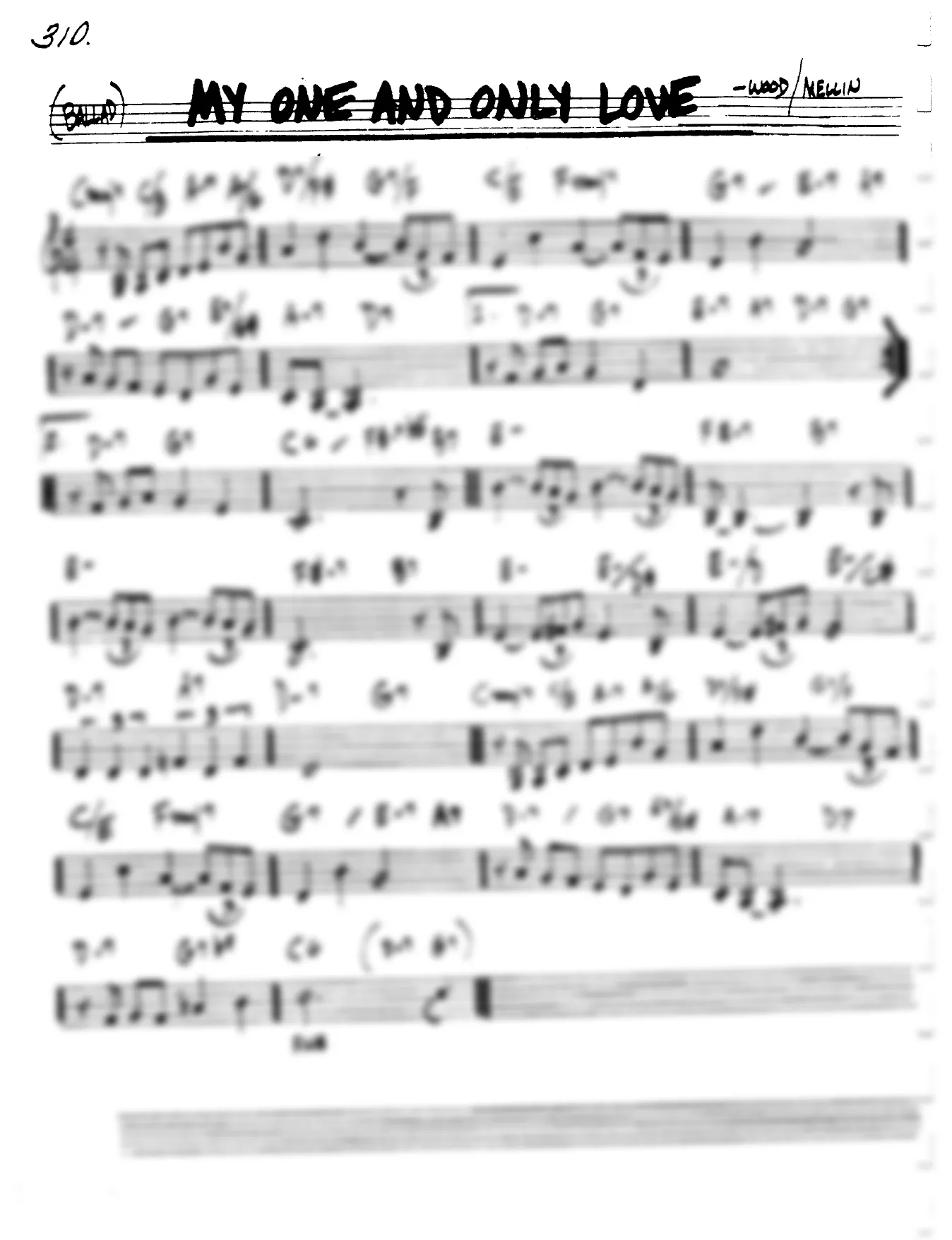 Vista previa de la partitura de My One And Only Love para Lead sheet (clave de Do)