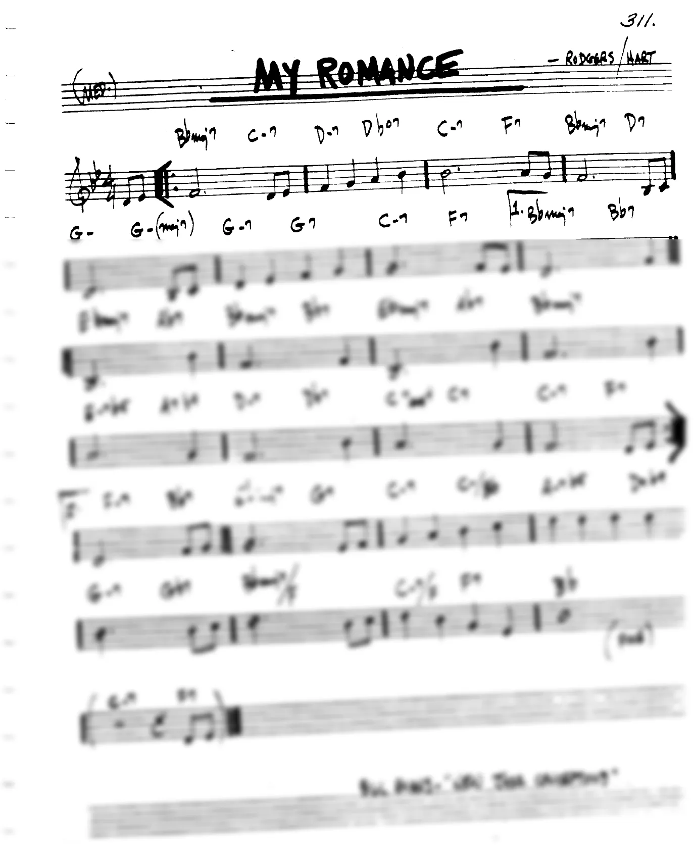 Vista previa de la partitura de My Romance para Lead sheet (clave de Do)