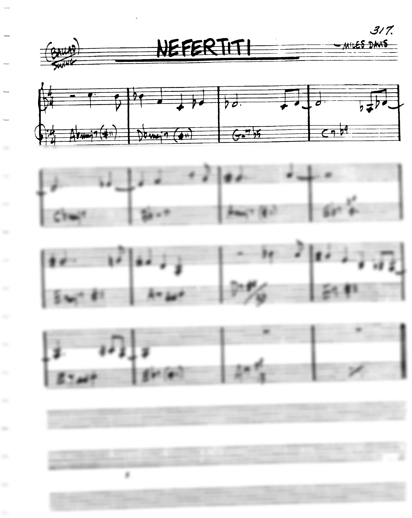 Vista previa de la partitura de Nefertiti para Lead sheet (clave de Do)