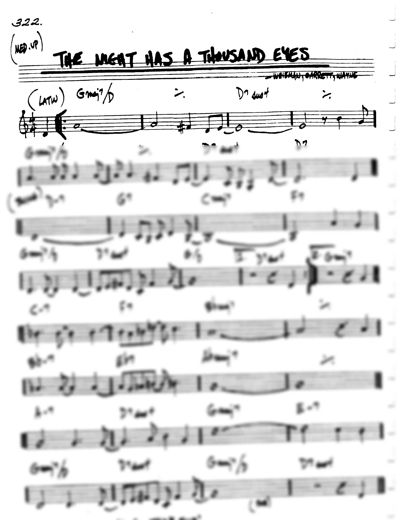 Vista previa de la partitura de Night Has A Thousand Eyes para Lead sheet (clave de Do)
