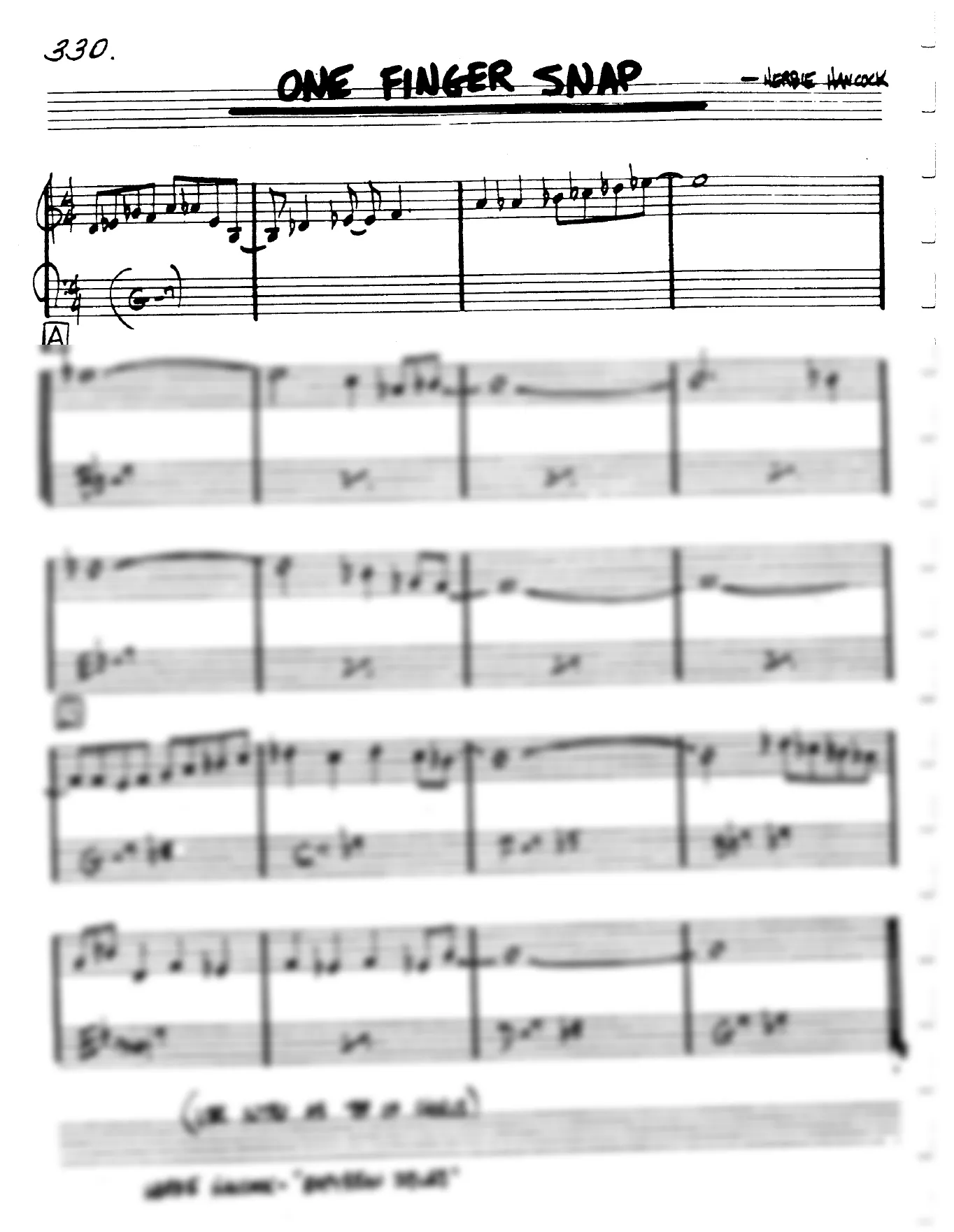 Vista previa de la partitura de One Finger Snap para Lead sheet (clave de Do)