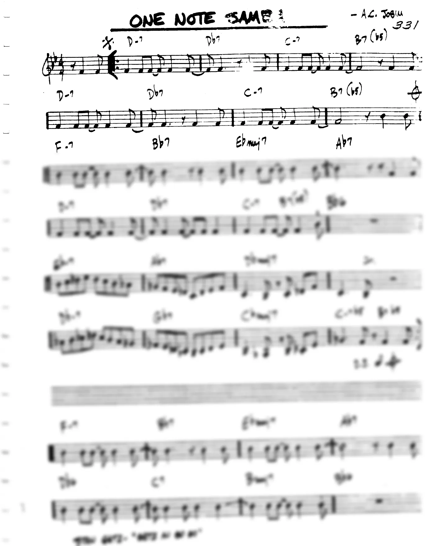Vista previa de la partitura de One Note Samba para Lead sheet (clave de Do)