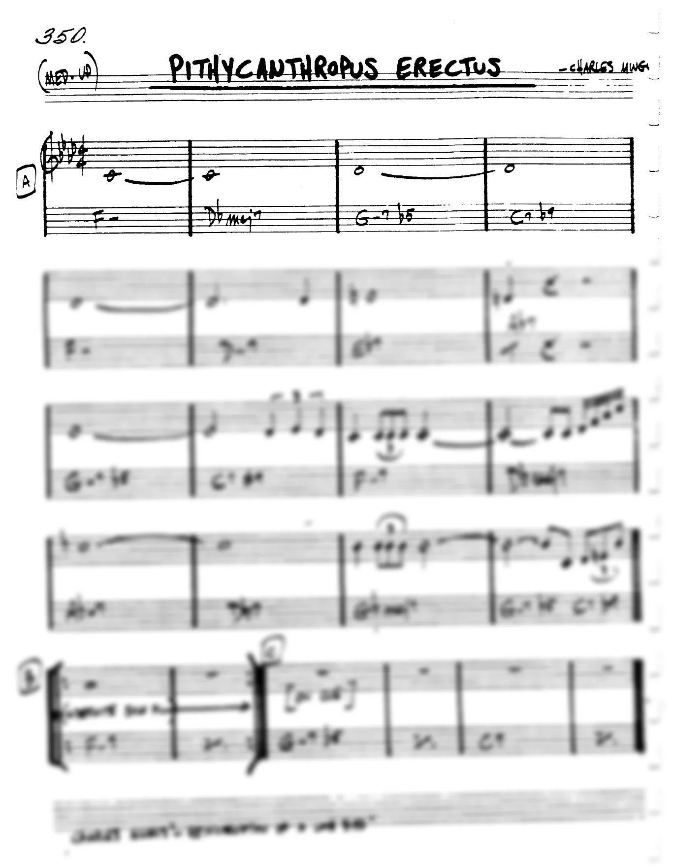 Vista previa de la partitura de Pithycanthropus Erectus para Lead sheet (clave de Do)