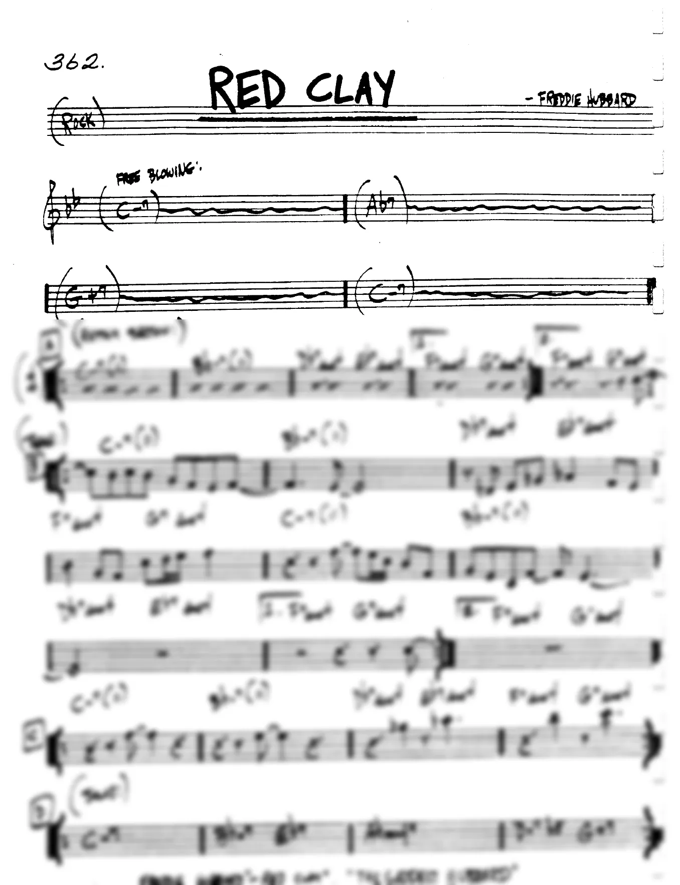 Vista previa de la partitura de Red Clay para Lead sheet (clave de Do)