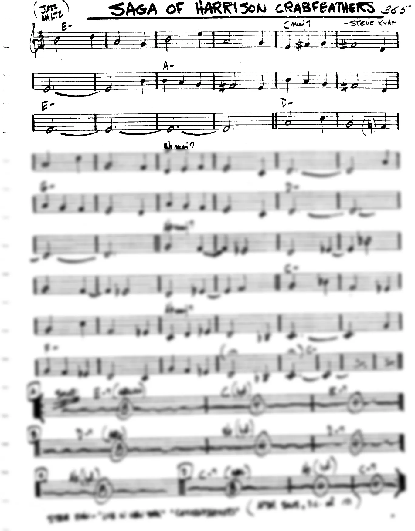 Vista previa de la partitura de Saga Of Harrison Crabfeathers para Lead sheet (clave de Do)