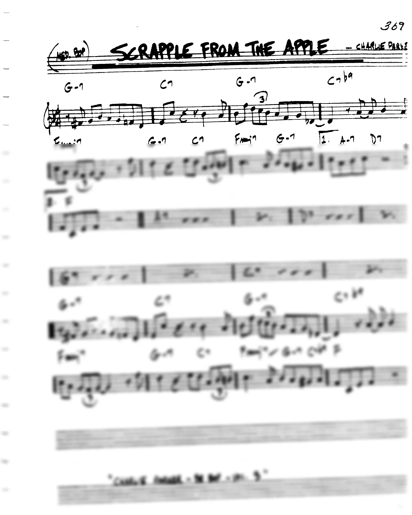 Vista previa de la partitura de Scrapple From The Apple para Lead sheet (clave de Do)