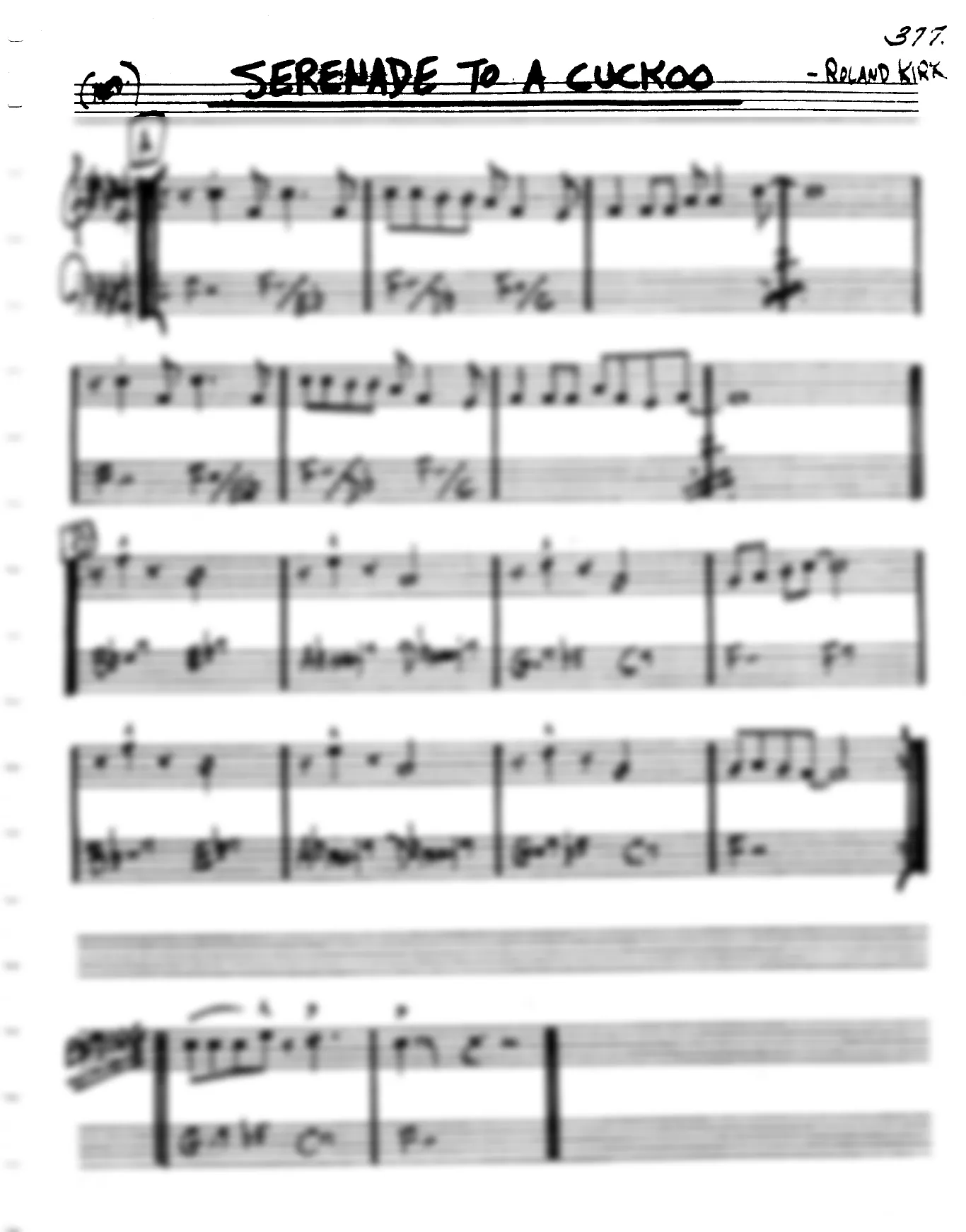 Vista previa de la partitura de Serenade To A Cuckoo para Lead sheet (clave de Do)