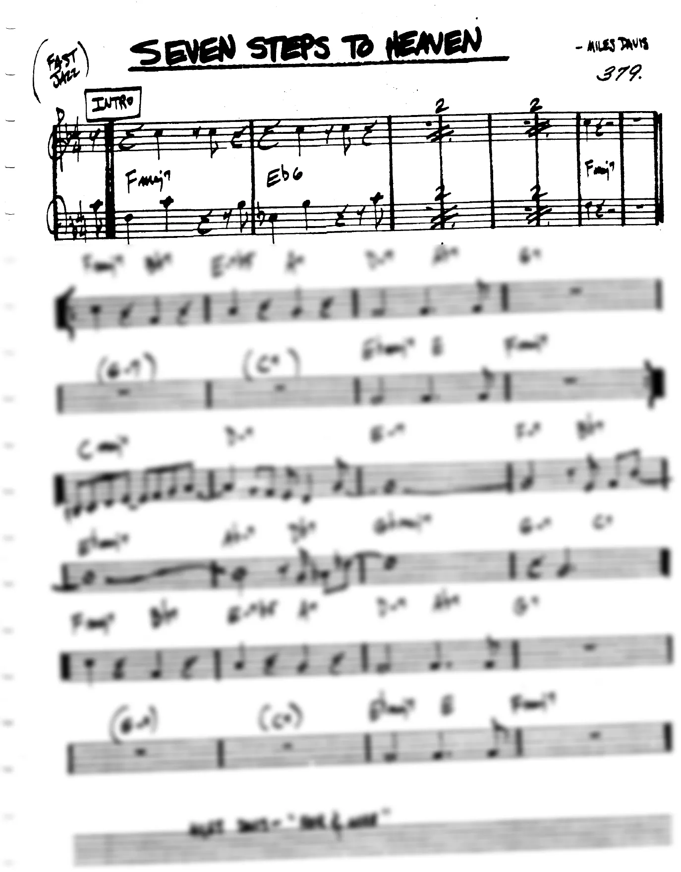 Vista previa de la partitura de Seven Steps To Heaven para Lead sheet (clave de Do)