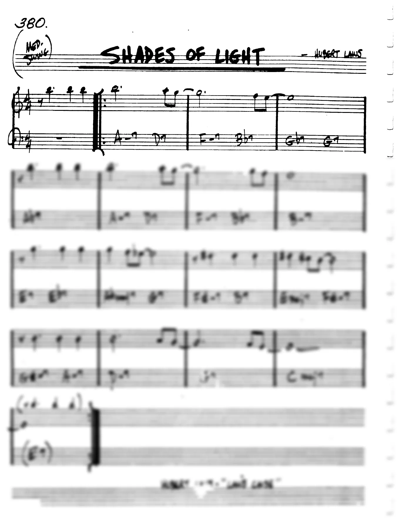 Vista previa de la partitura de Shades Of Light para Lead sheet (clave de Do)