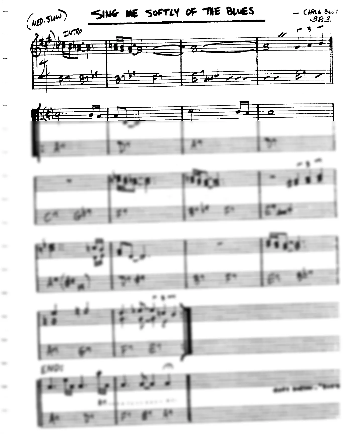 Vista previa de la partitura de Sing Me Softly Of The Blues para Lead sheet (clave de Do)