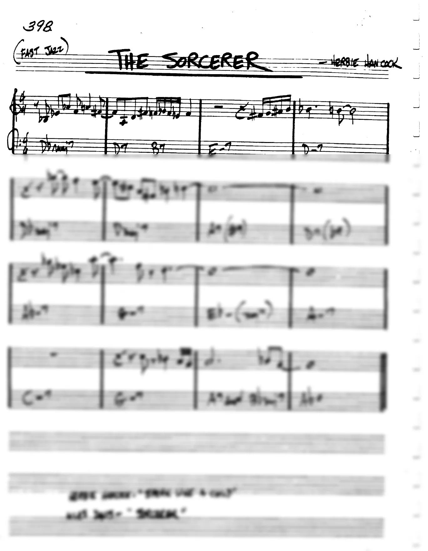 Vista previa de la partitura de Sorcerer, The para Lead sheet (clave de Do)