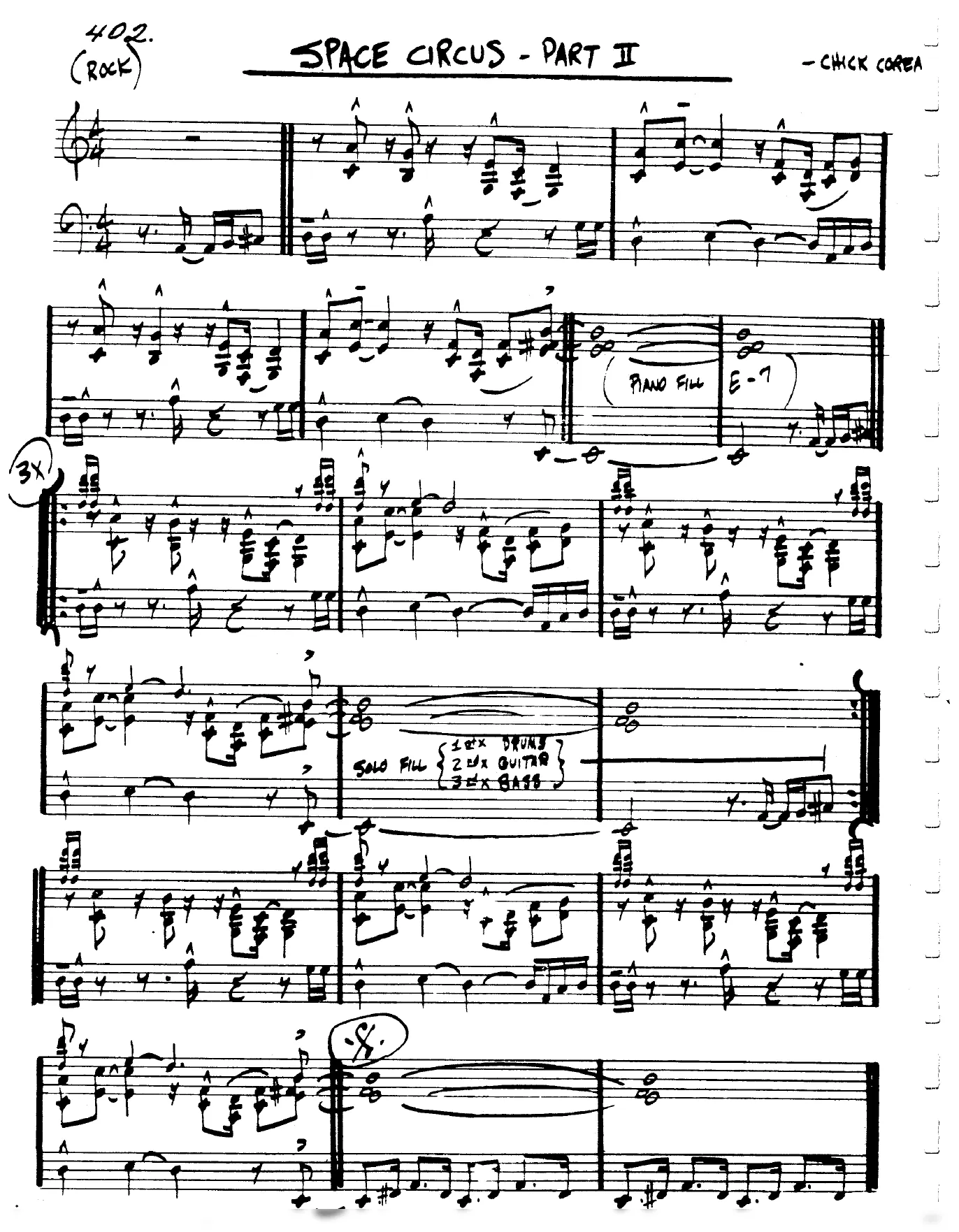 Vista previa de la partitura de Space Circus Part 2 para Lead sheet (clave de Do)