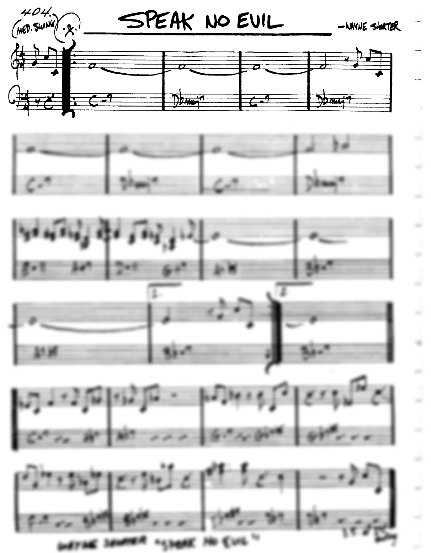 Vista previa de la partitura de Speak No Evil para Lead sheet (clave de Do)