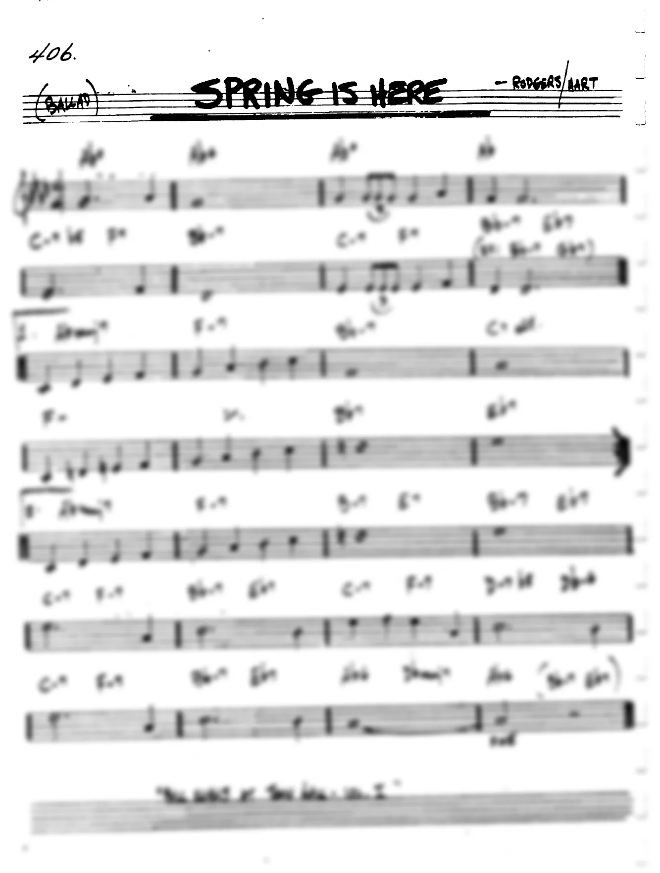 Vista previa de la partitura de Spring Is Here para Lead sheet (clave de Do)