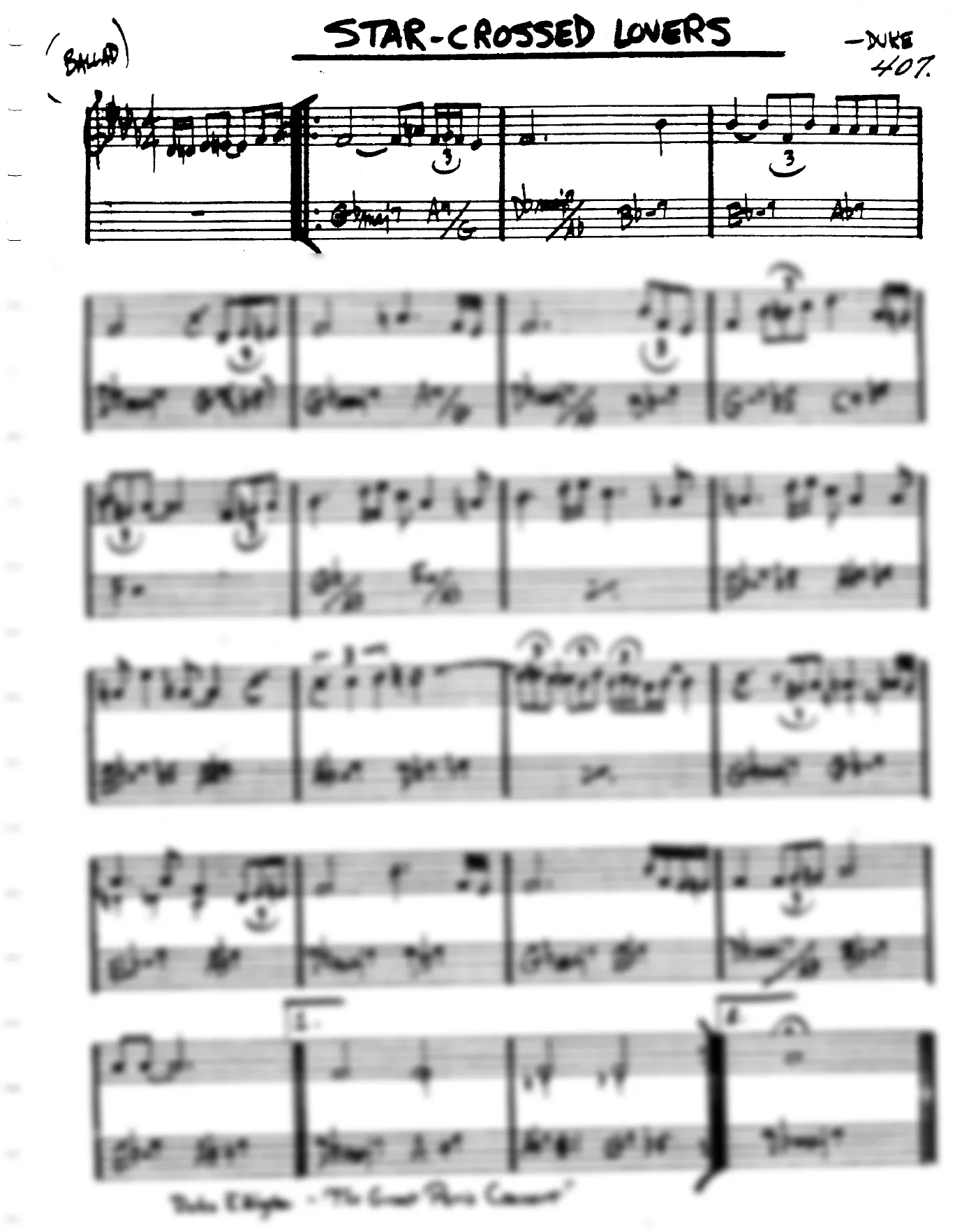 Vista previa de la partitura de Star-Crossed Lovers para Lead sheet (clave de Do)
