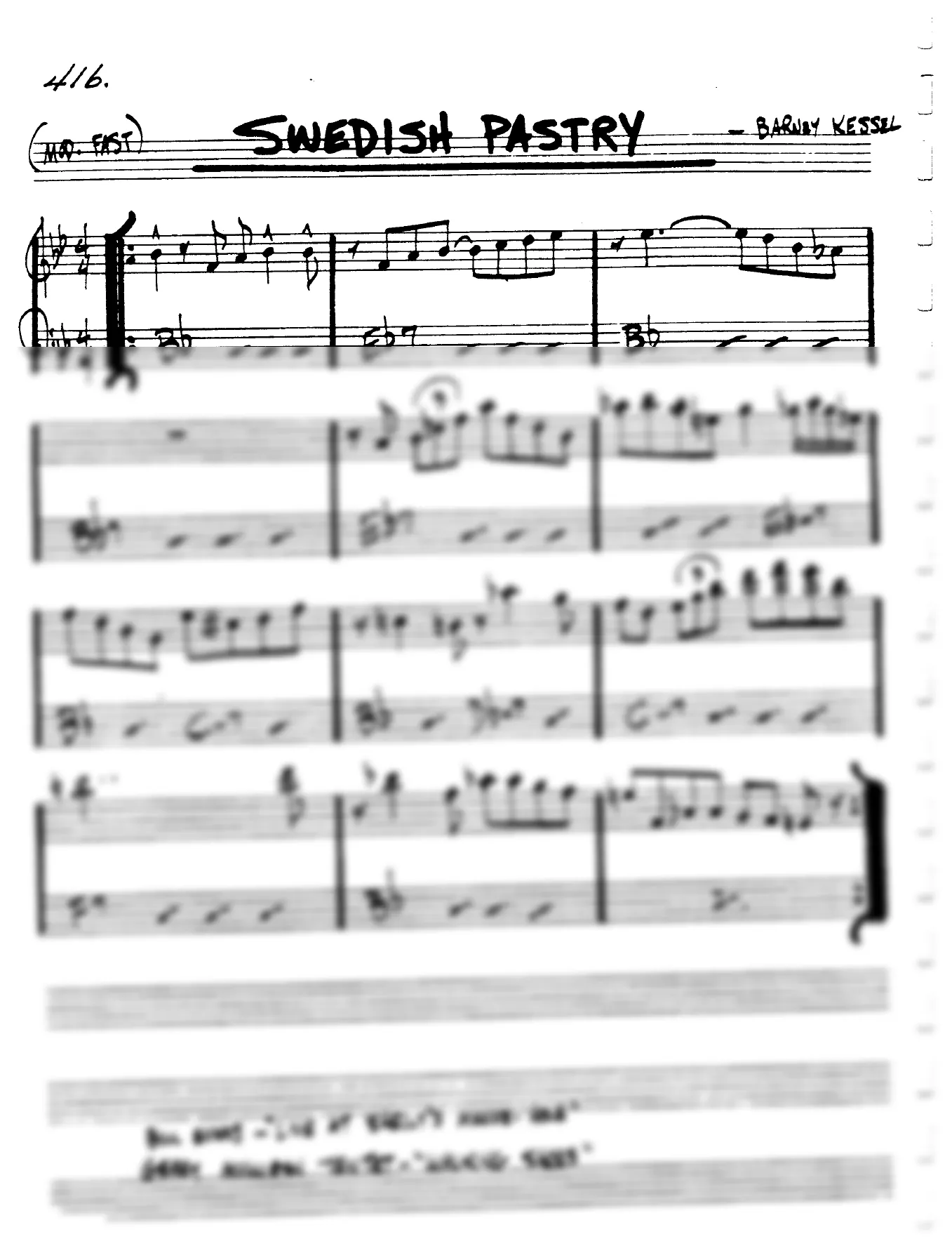 Vista previa de la partitura de Swedish Pastry para Lead sheet (clave de Do)